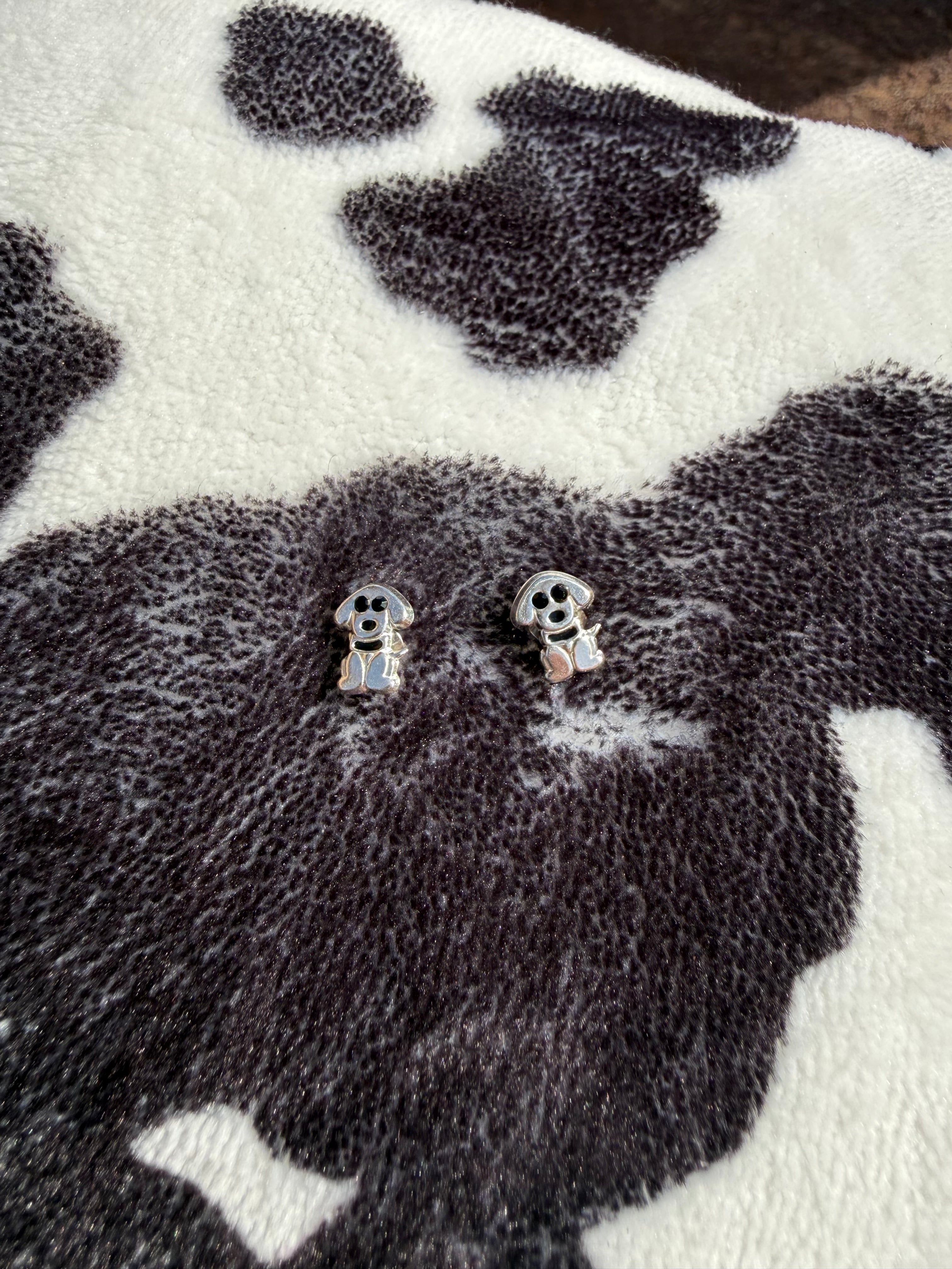 Dog Sterling Silver Stud Earrings