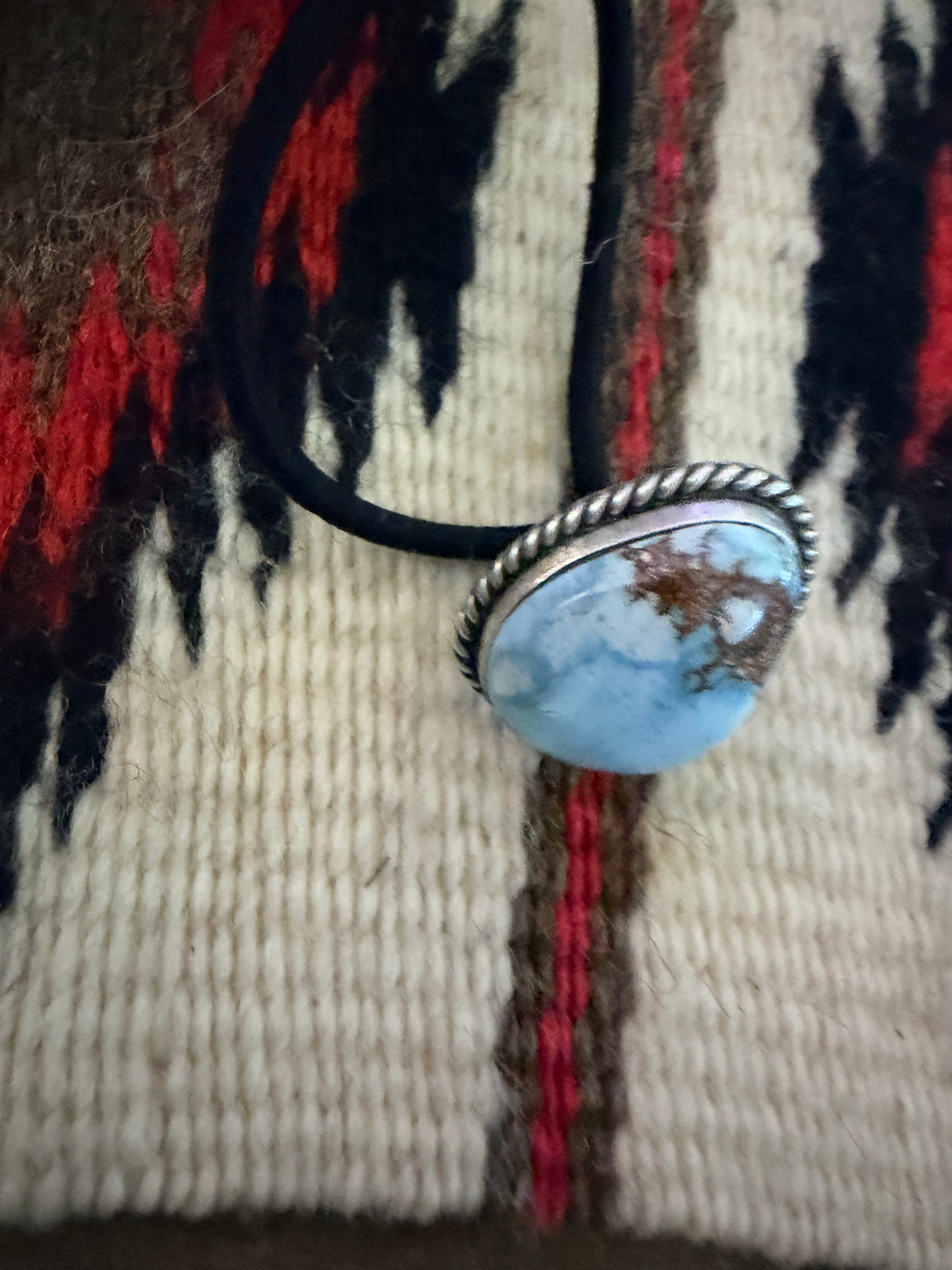 Handcrafted Golden Hills Turquoise & Sterling Silver Hair Tie Charm