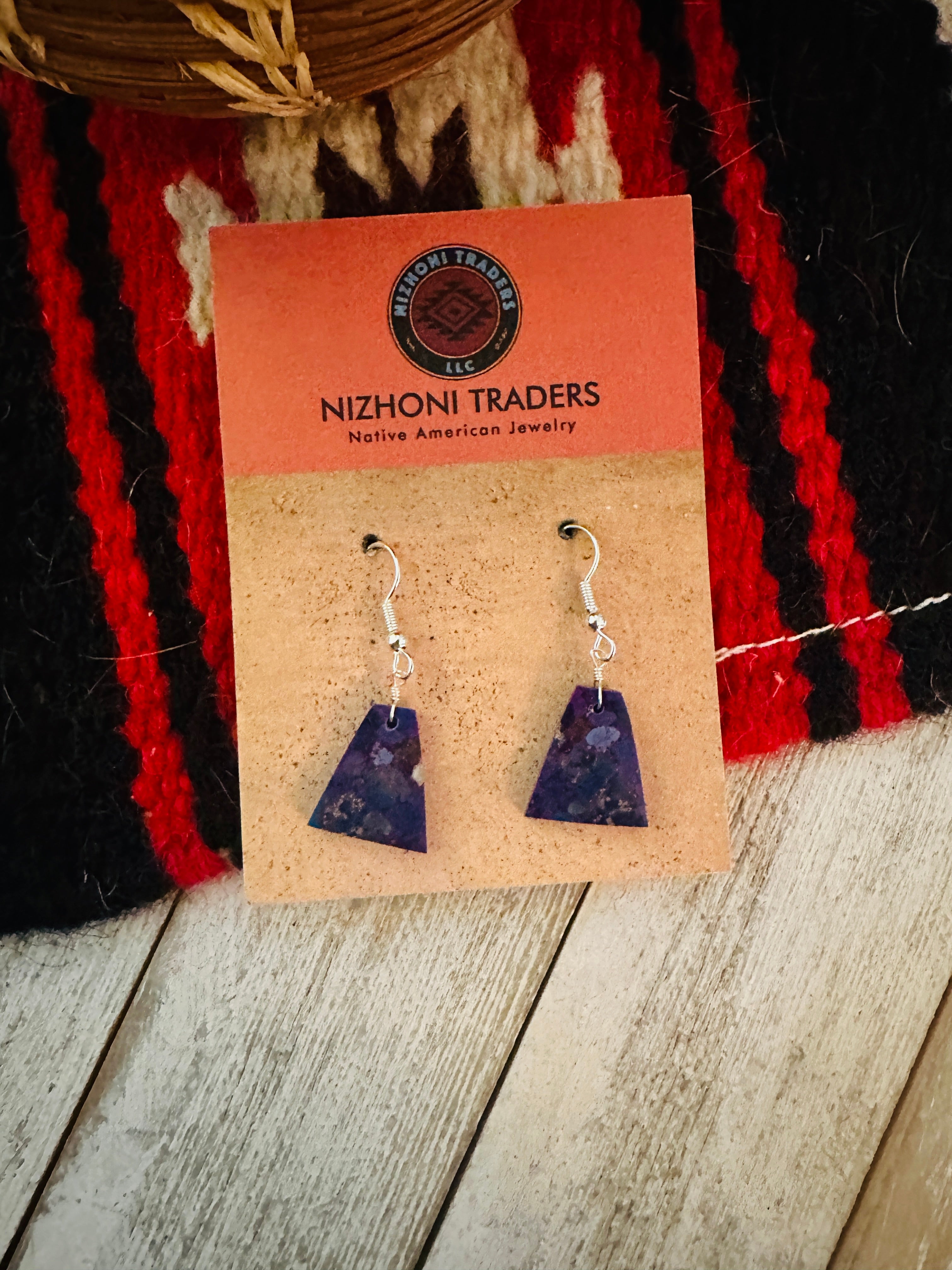 Handcrafted Sterling Silver & Purple Mojave Slab Dangle Earrings