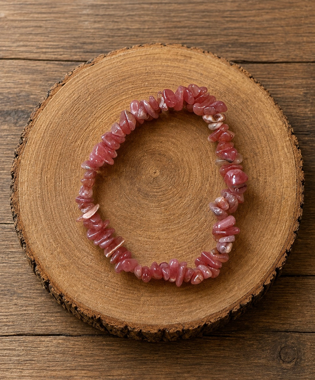Rhodochrosite beaded Chips stretch bracelet