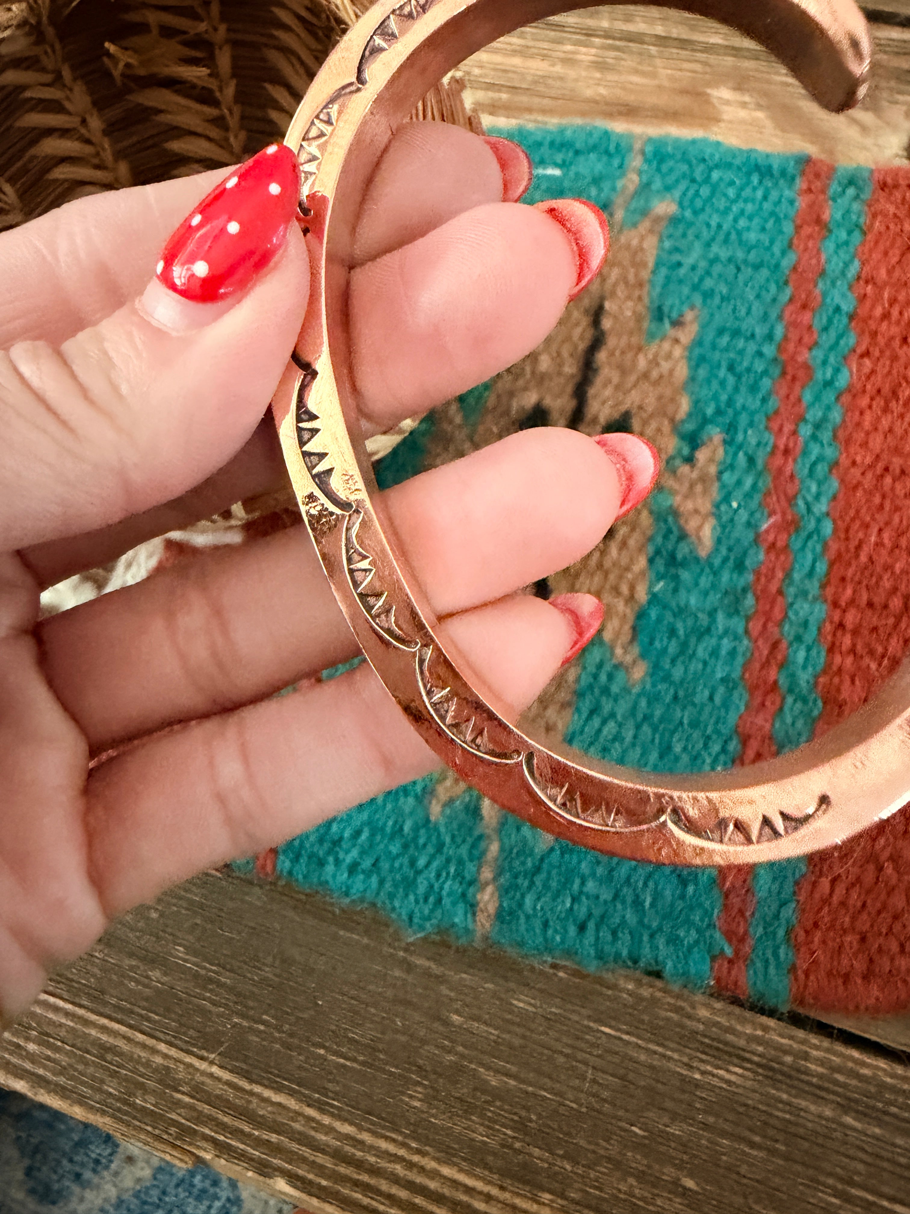 Handcrafted Copper & Sterling Silver Cuff Bracelet by Wylie Secatero