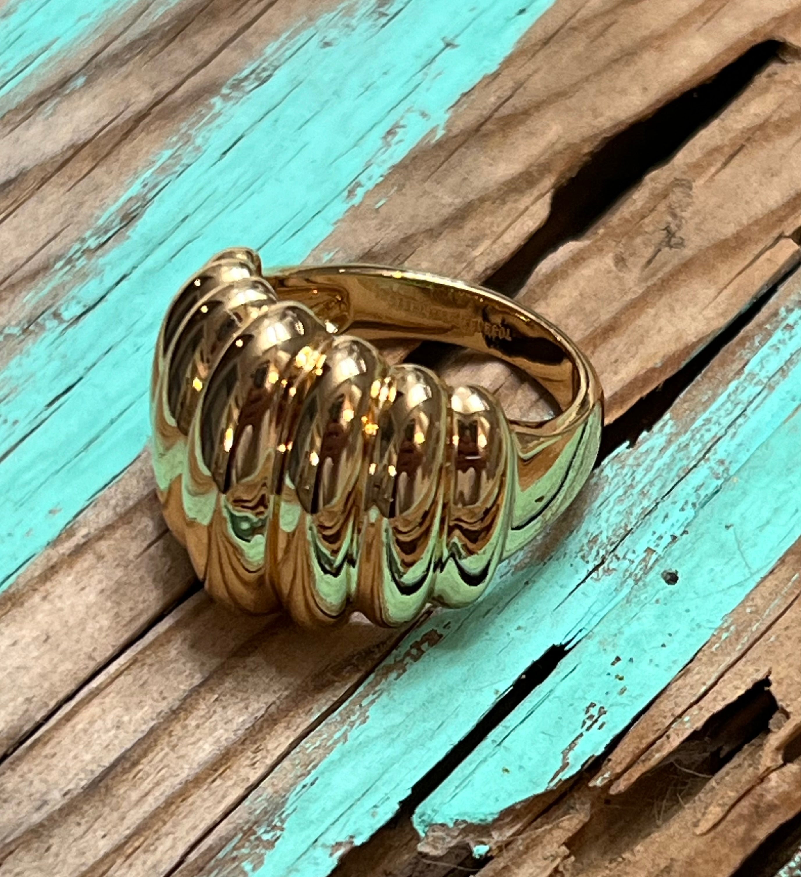 Bubble Dome Statement Ring 14k Gold Plated Size 9