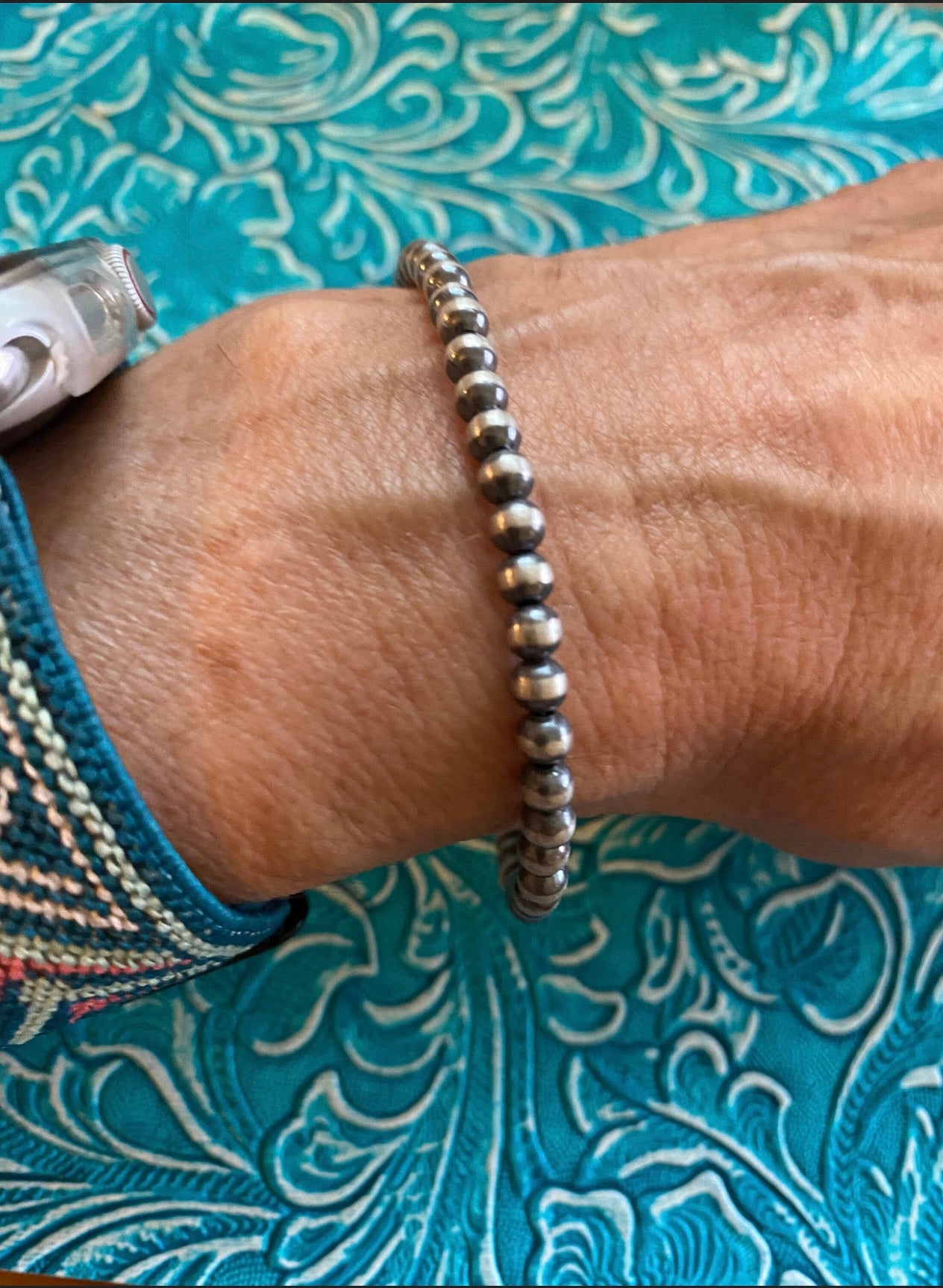 Handcrafted Sterling Silver Pearls 4mm Beaded Bracelet 7.5 inch