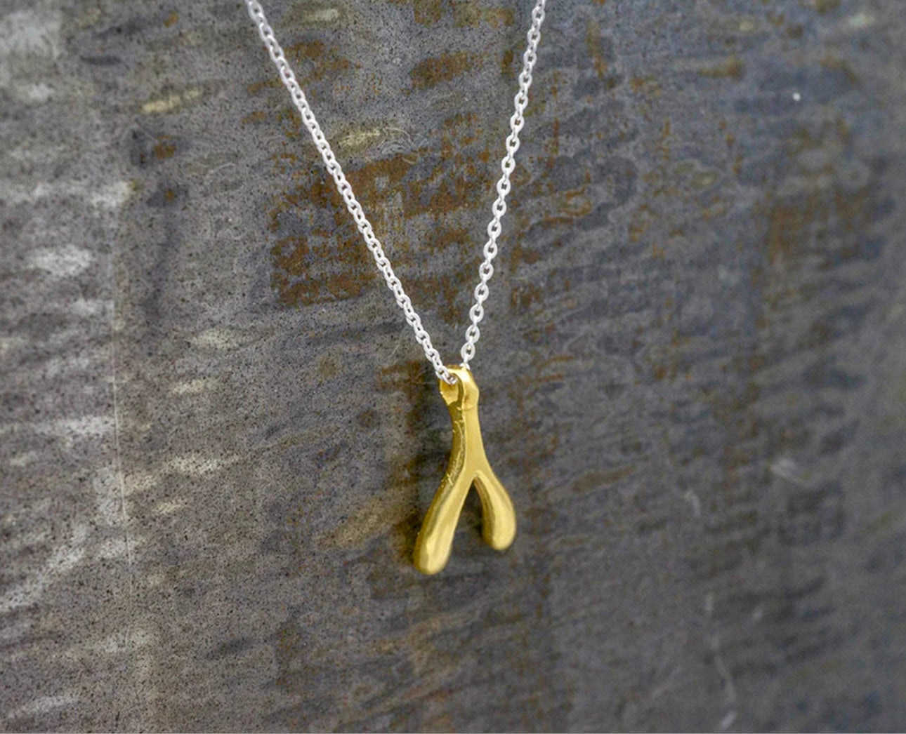 Gold Wishbone Necklace