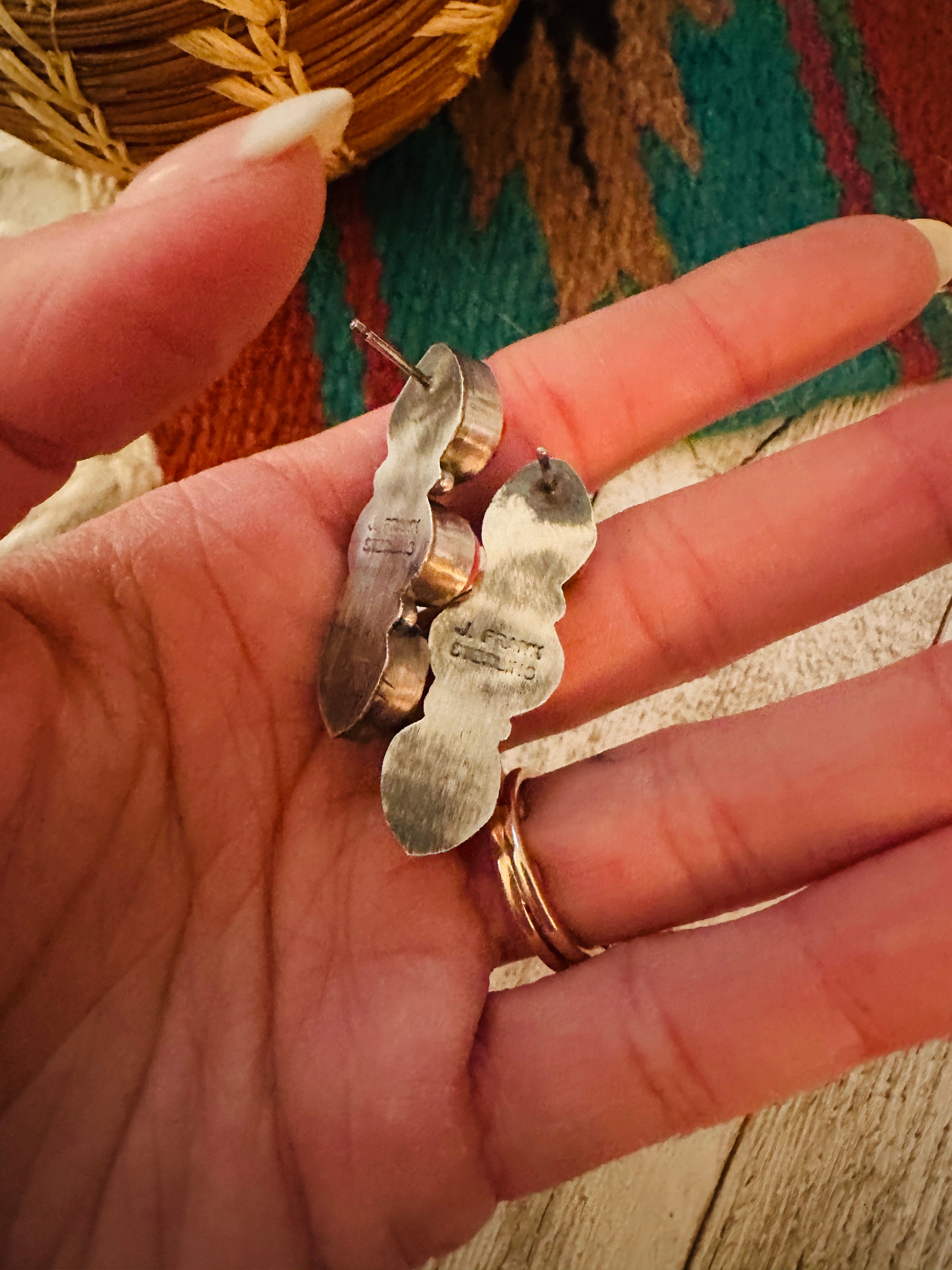 Handcrafted Pink Dream Mojave & Sterling Silver Post Earrings