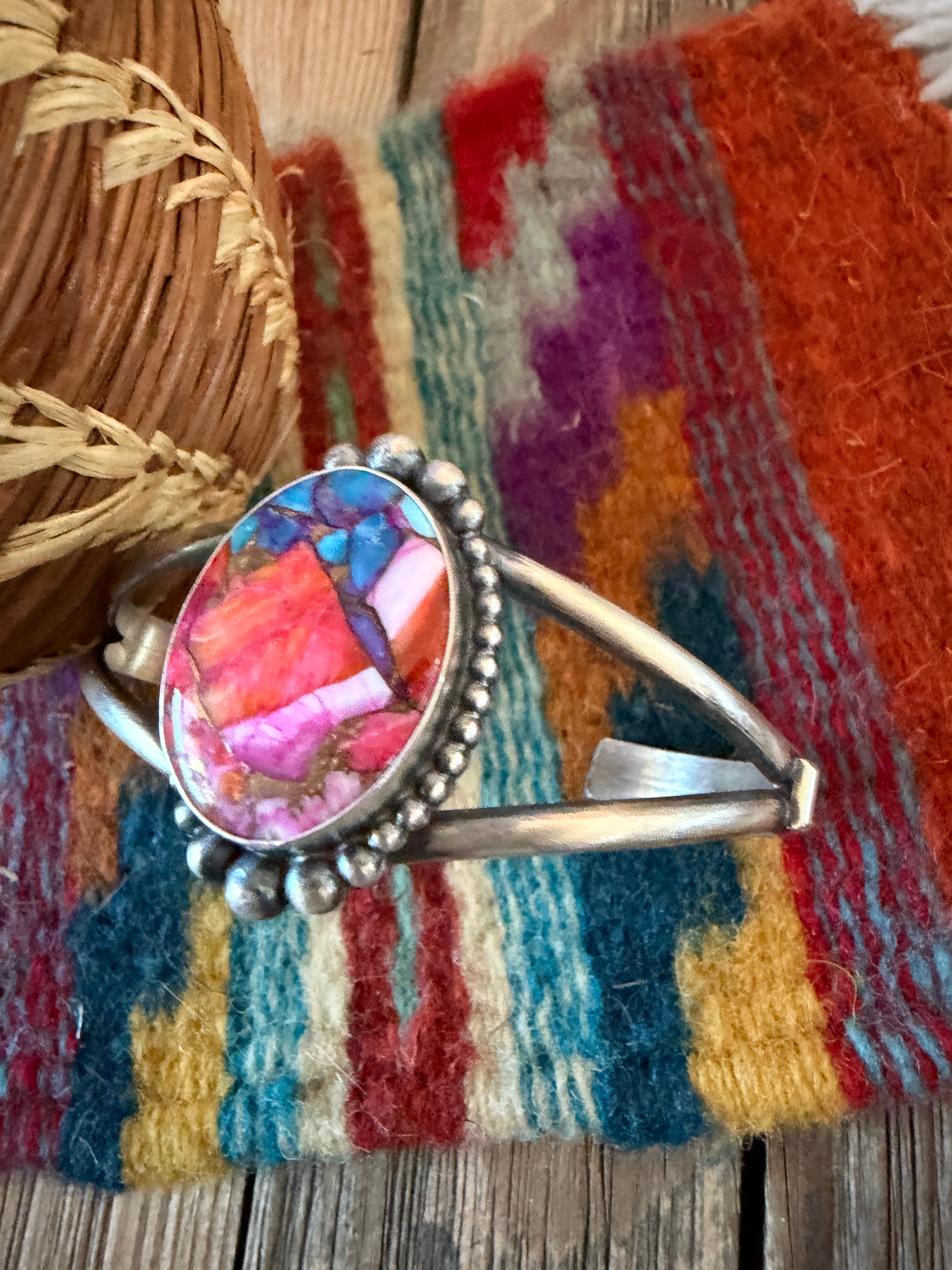 Handcrafted Pink Dream Mojave & Sterling Silver Cuff Bracelet
