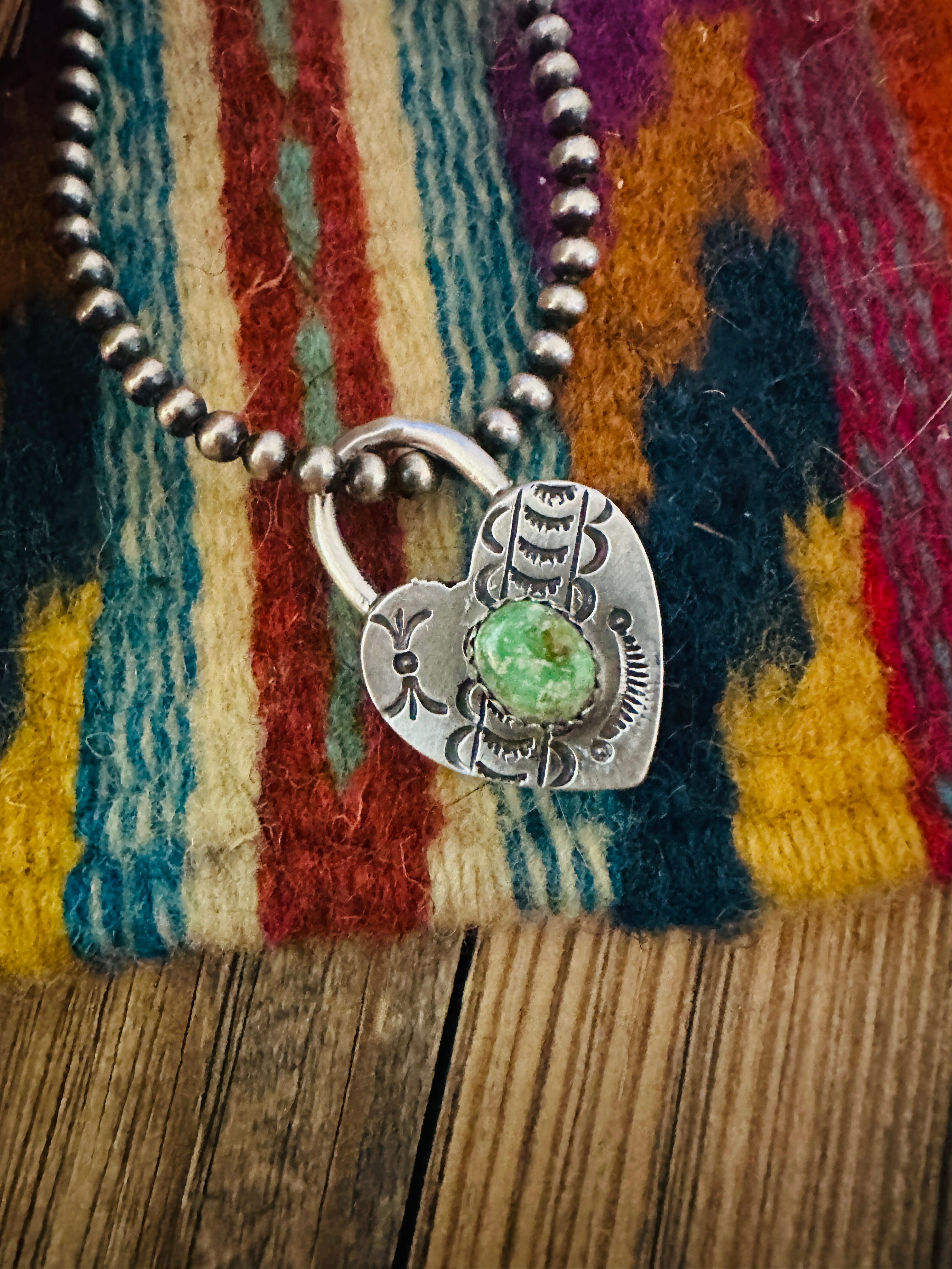 Handcrafted Sterling Silver & Turquoise Heart Locket Pendant