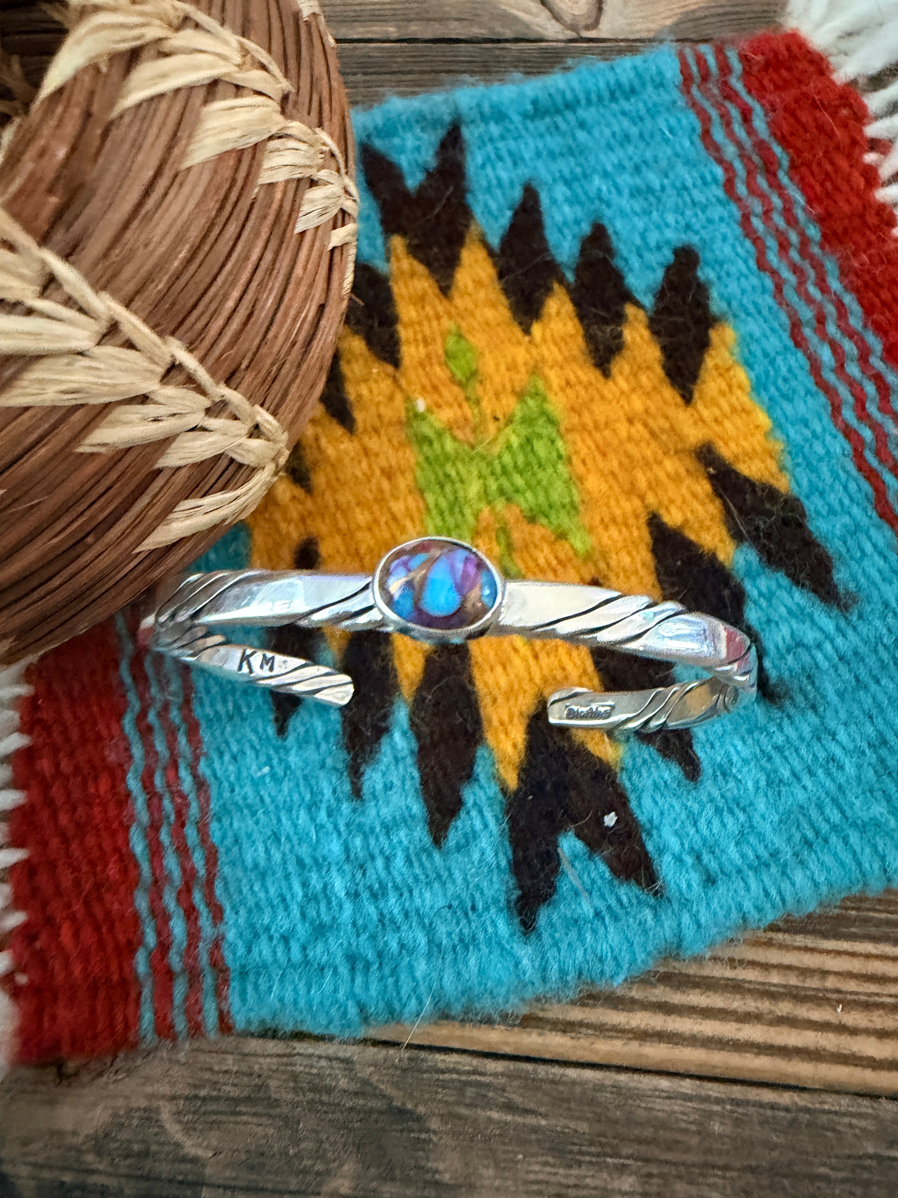 Handcrafted Pink Dream Mojave & Sterling Silver Cuff Bracelet