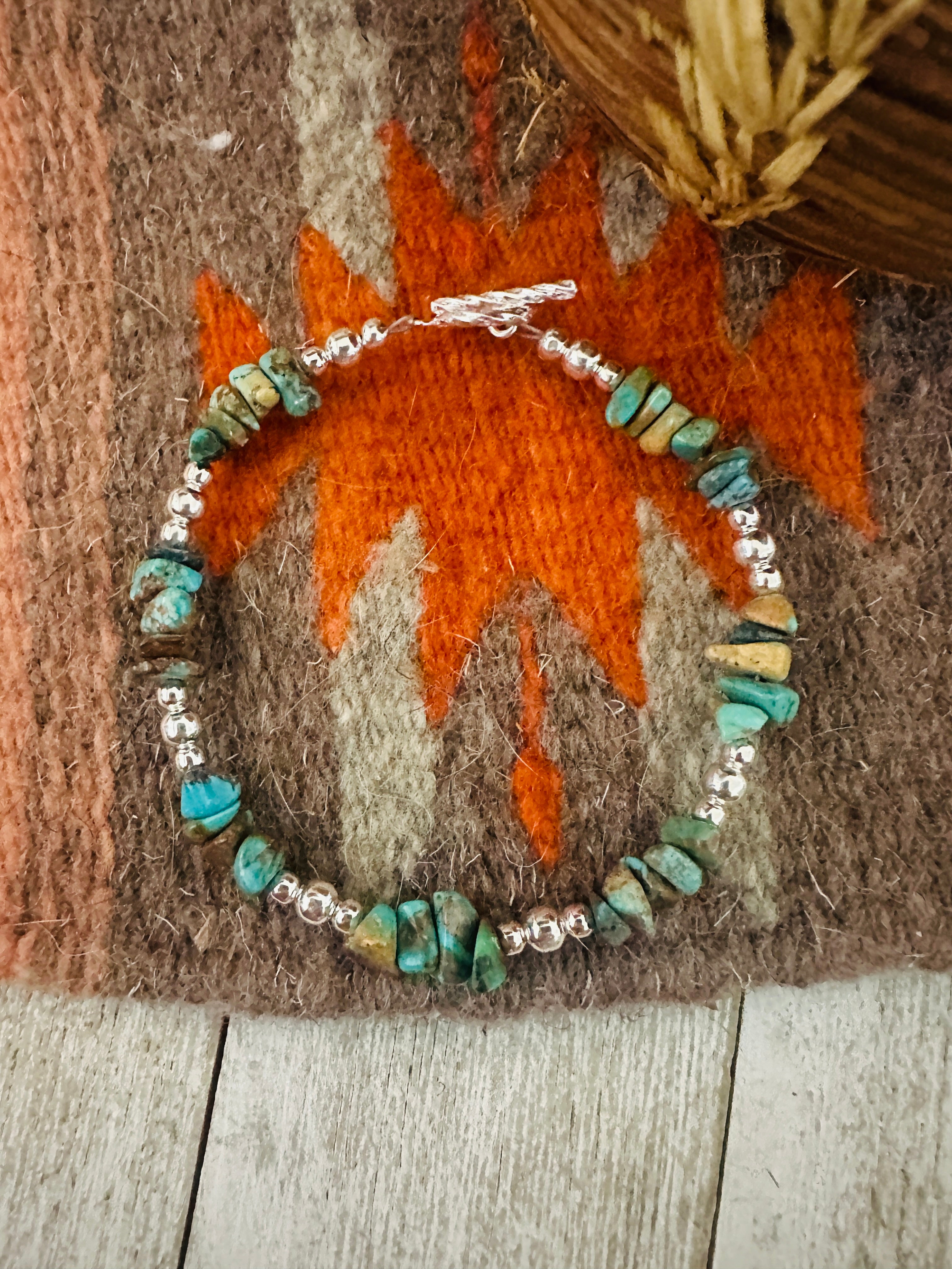 Handcrafted Sterling Silver Pearl & Turquoise Beaded Bracelet