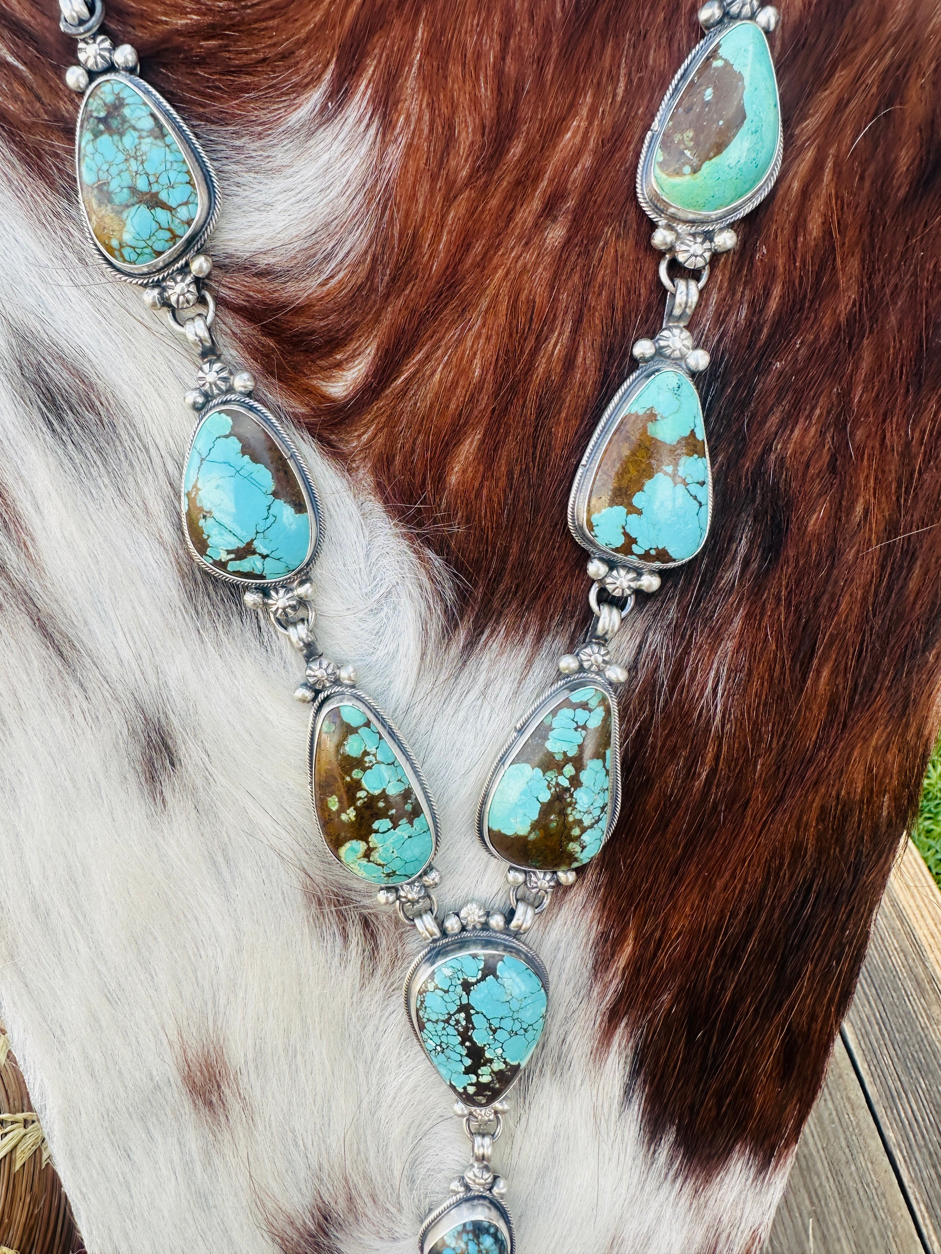 Handcrafted Turquoise & Sterling Silver Necklace and Earring Set by Sheila Becenti