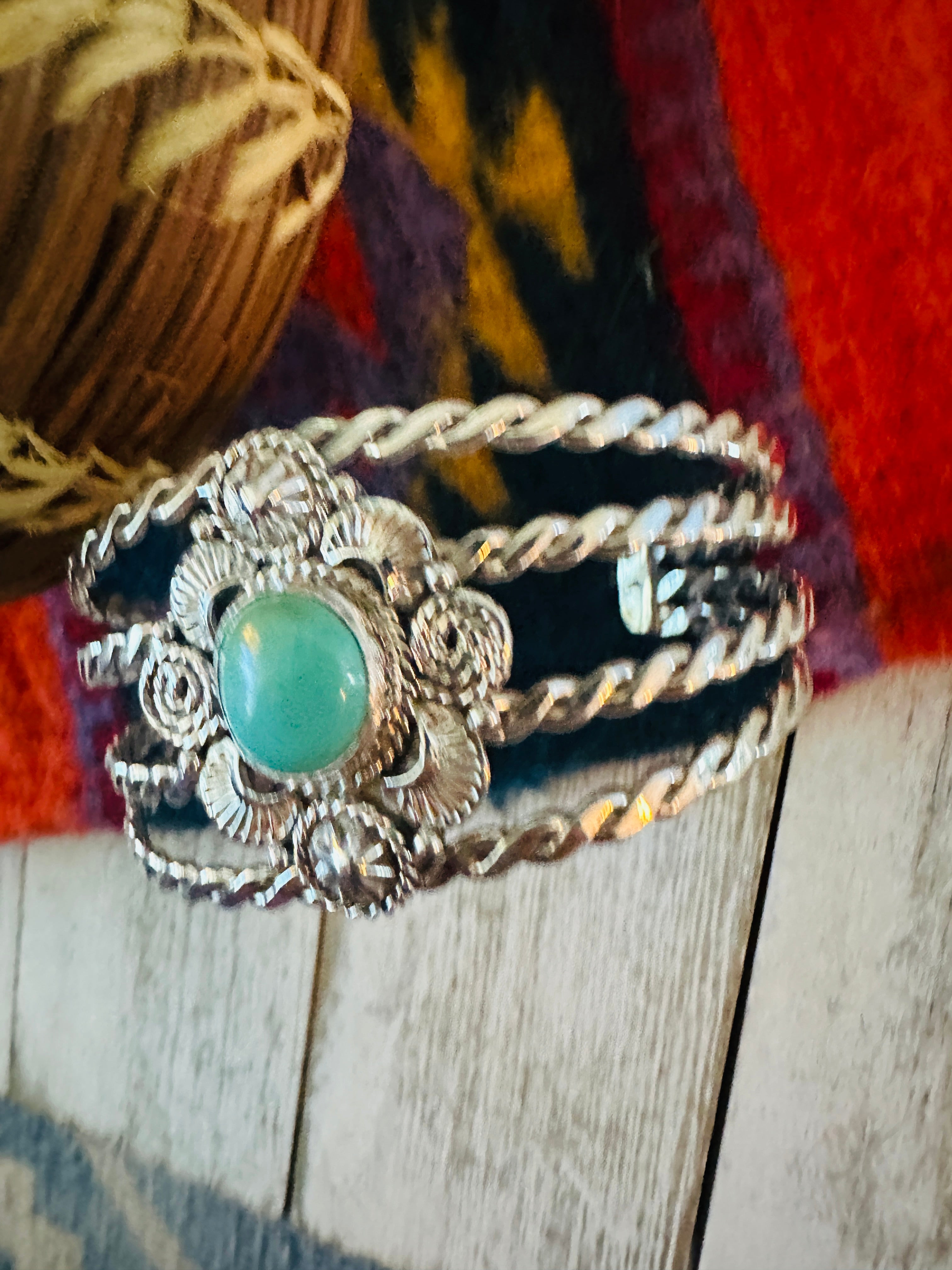 Navajo Sterling Silver & Turquoise Cuff Bracelet