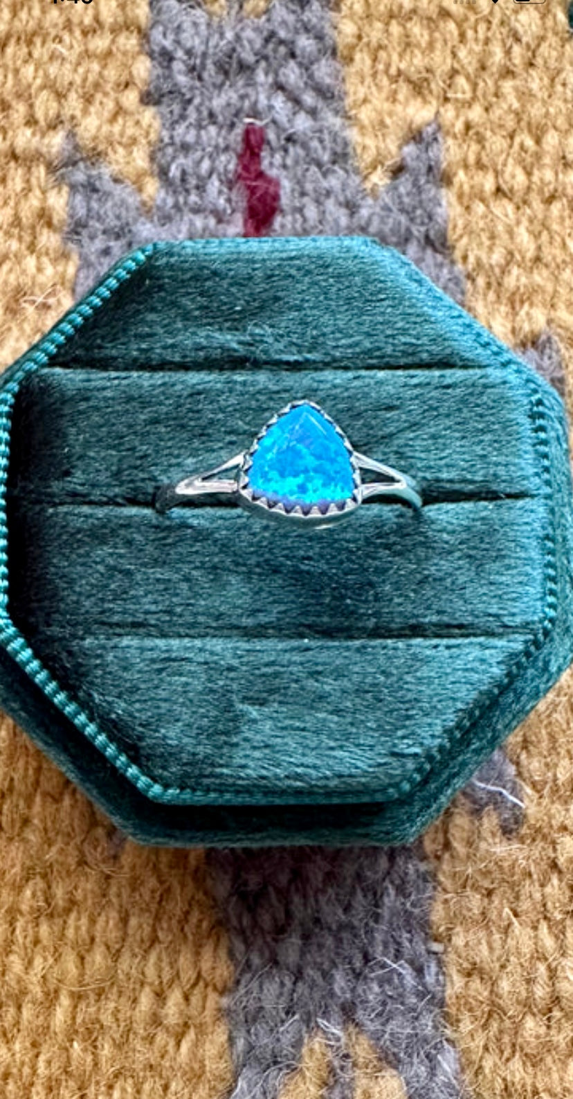 Handcrafted Sterling Silver & Blue Fire Opal Ring