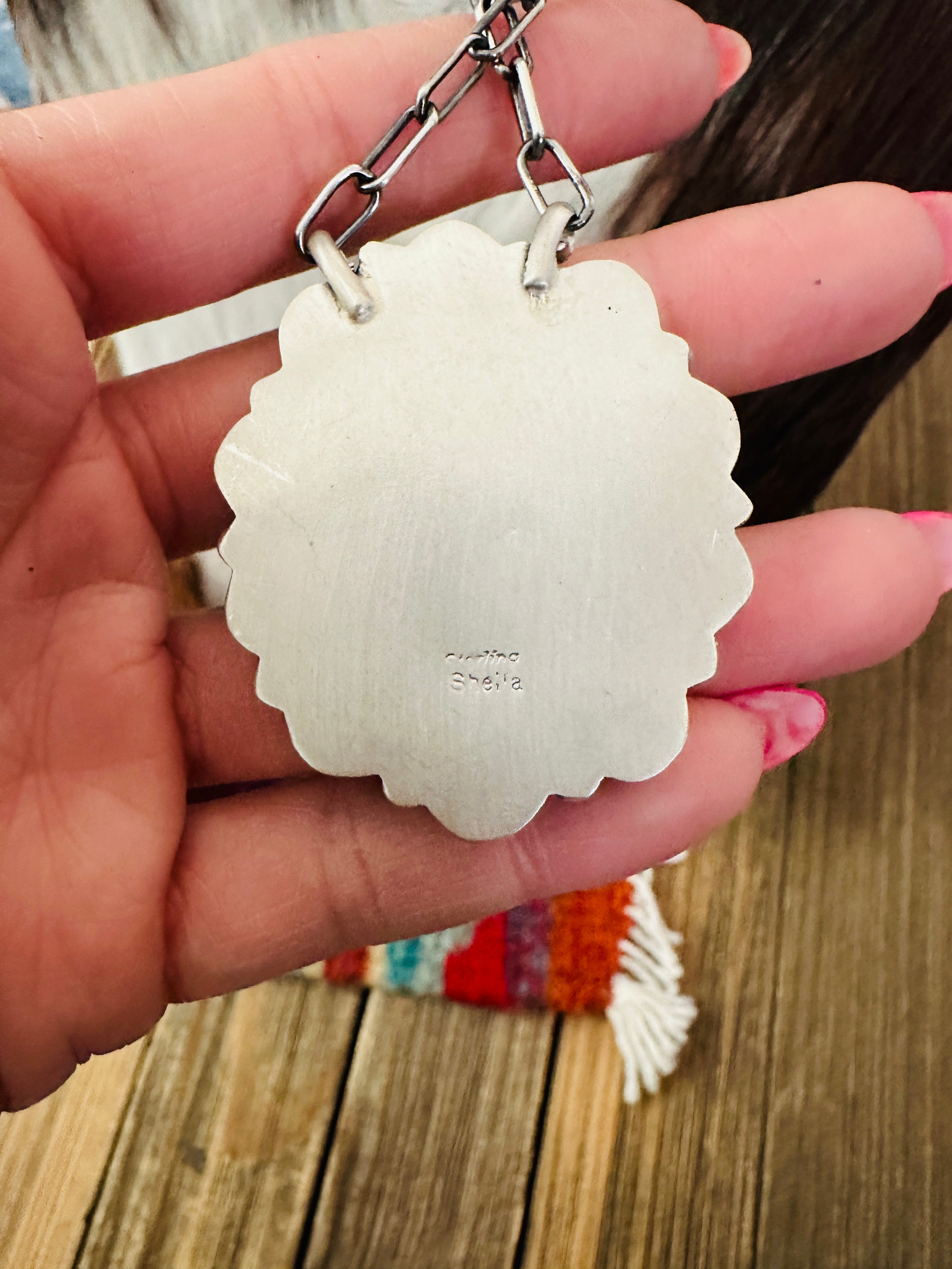 Handcrafted Multicolor Spiny Oyster & Sterling Silver Cluster Necklace by Sheila Becenti