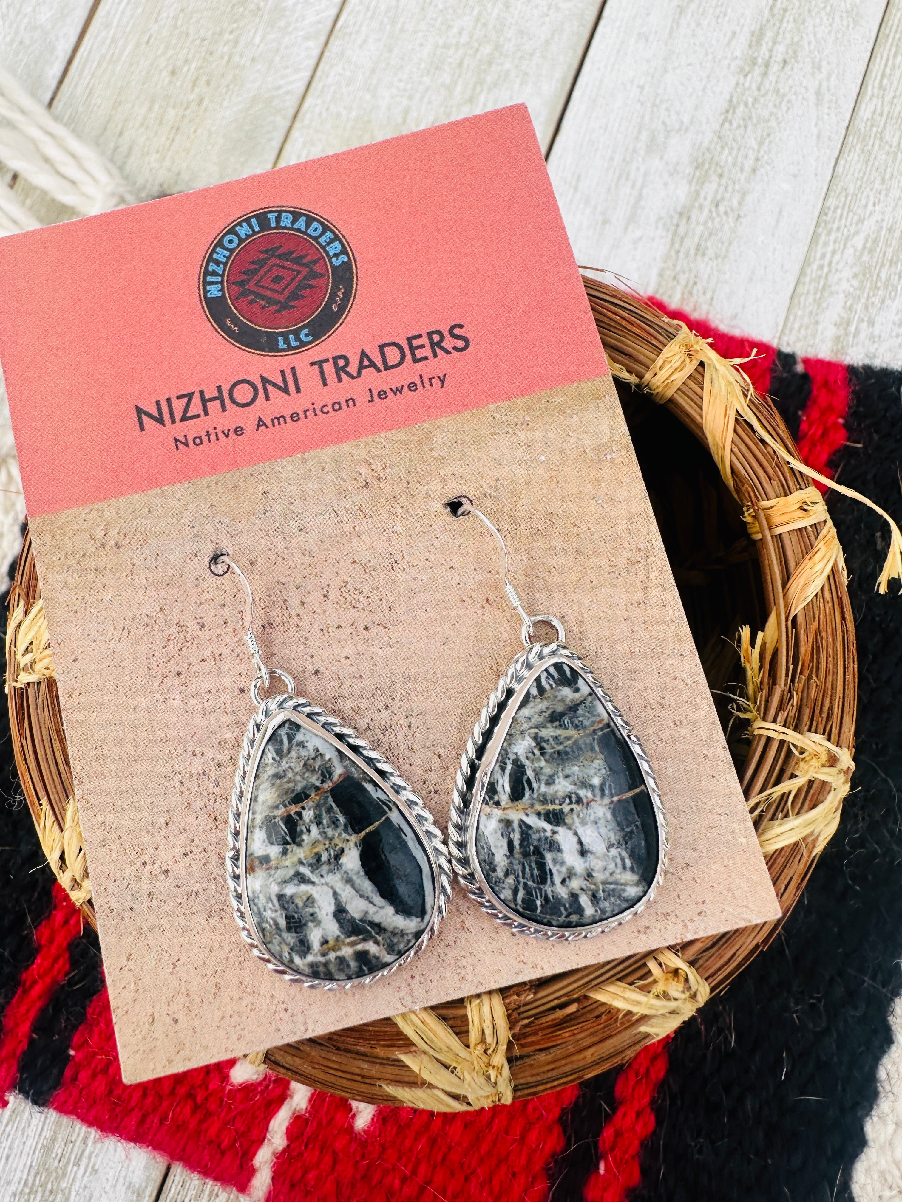 Handcrafted White Buffalo & Sterling Silver Dangle Earrings