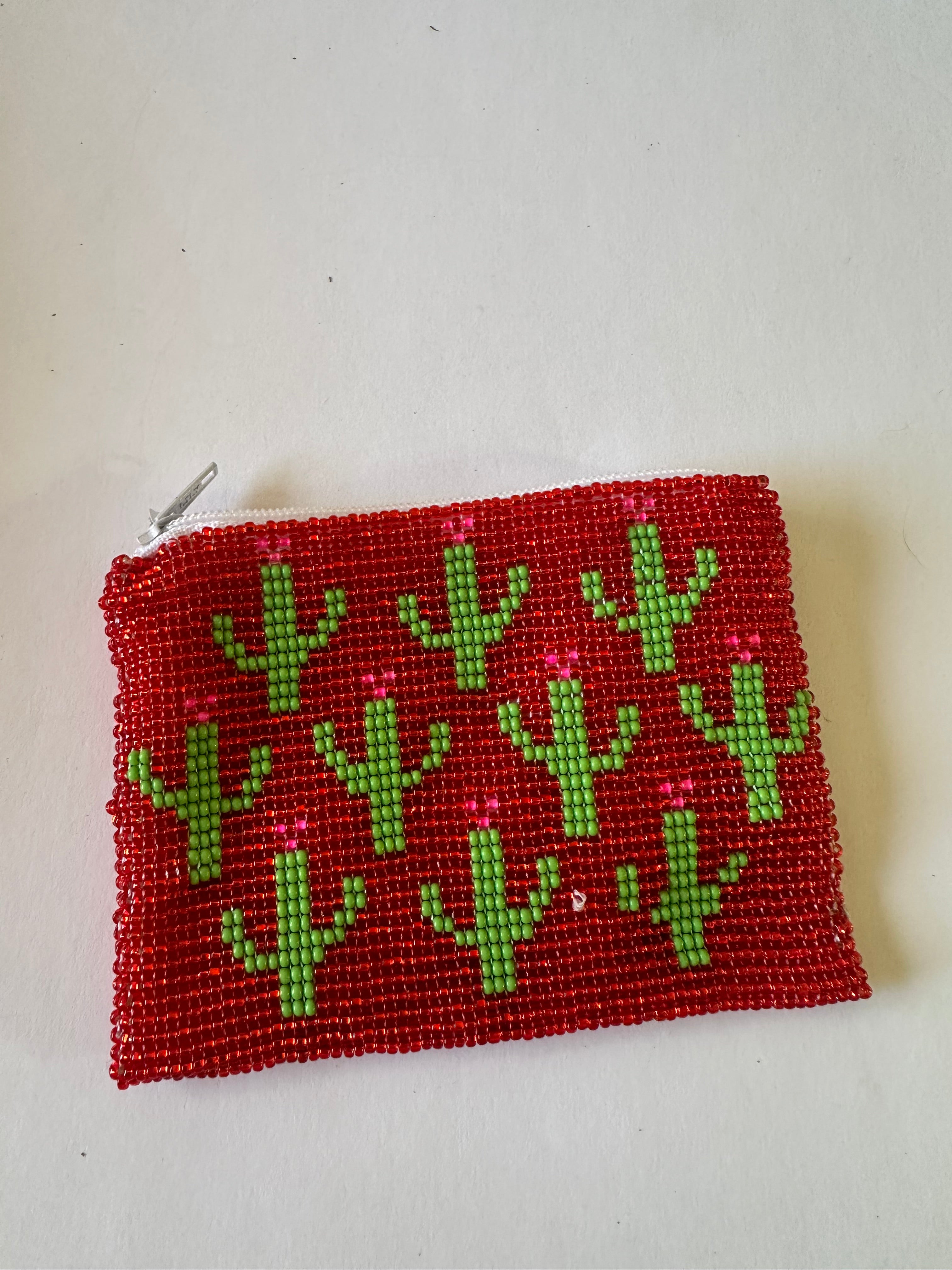 Handmade Beaded Saguaro Cactus Coin Purse