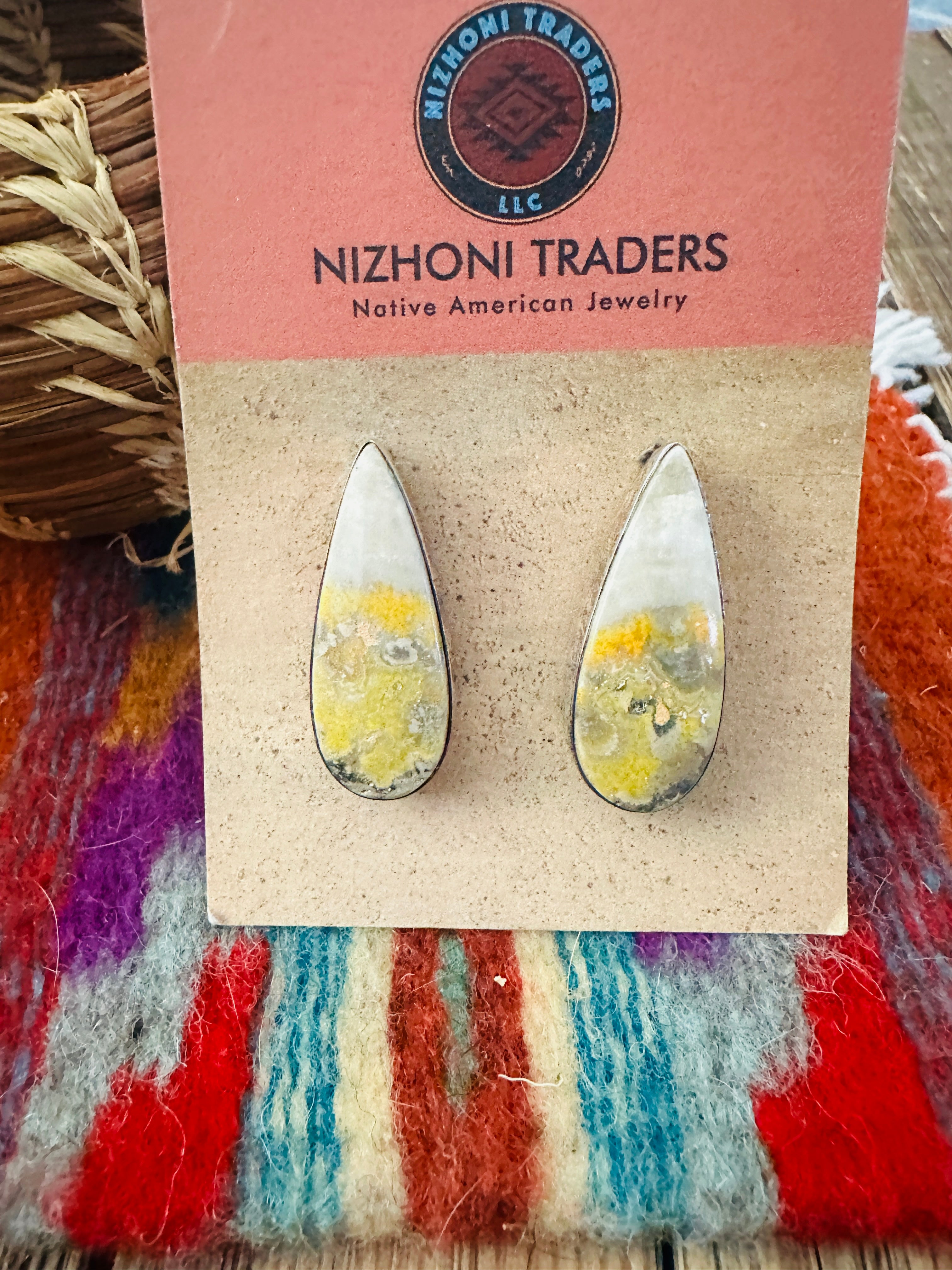 Handcrafted Bumblebee & Sterling Silver Post Earrings