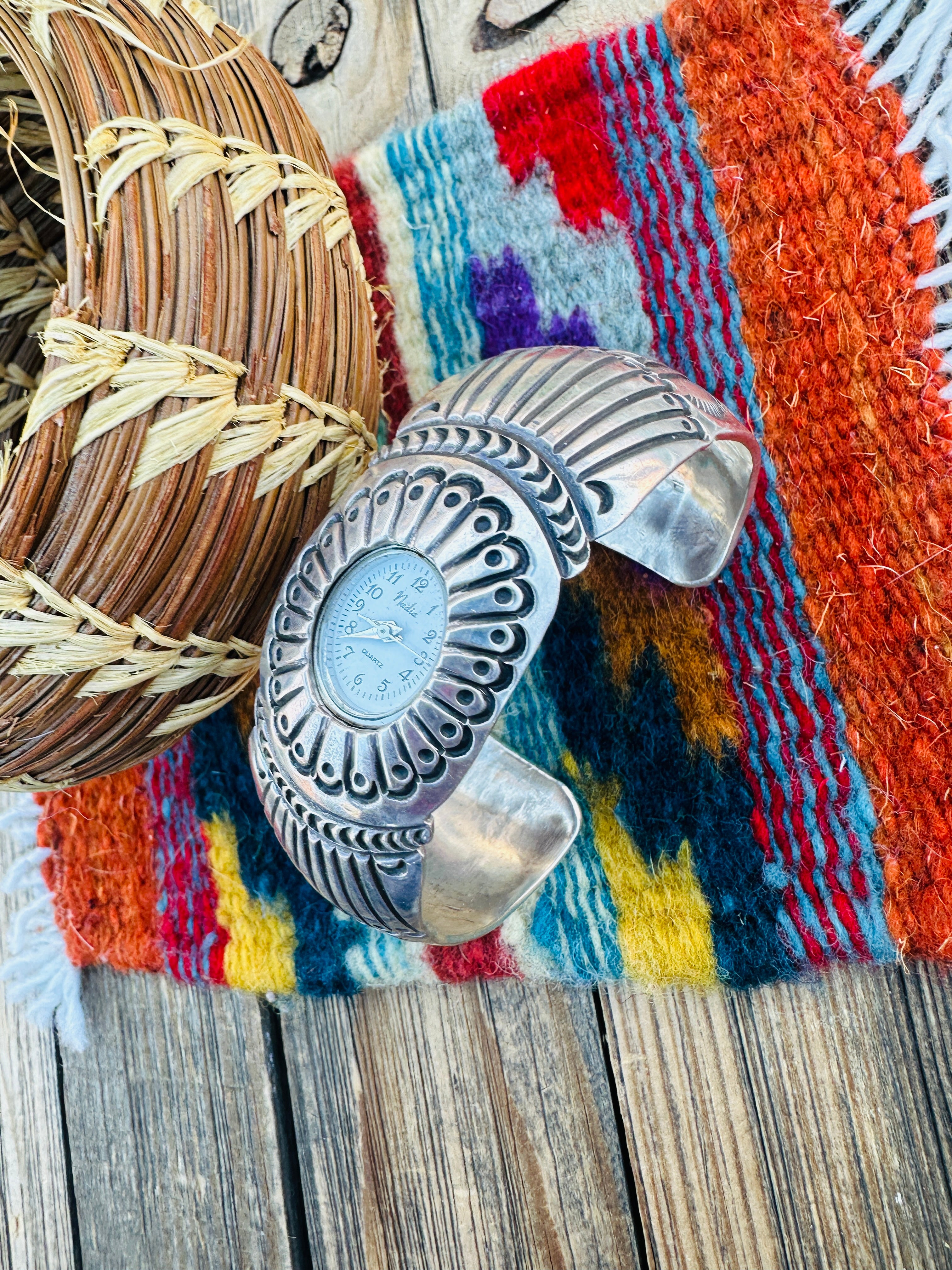 Handcrafted Old Pawn Sterling Silver Watch Cuff Bracelet