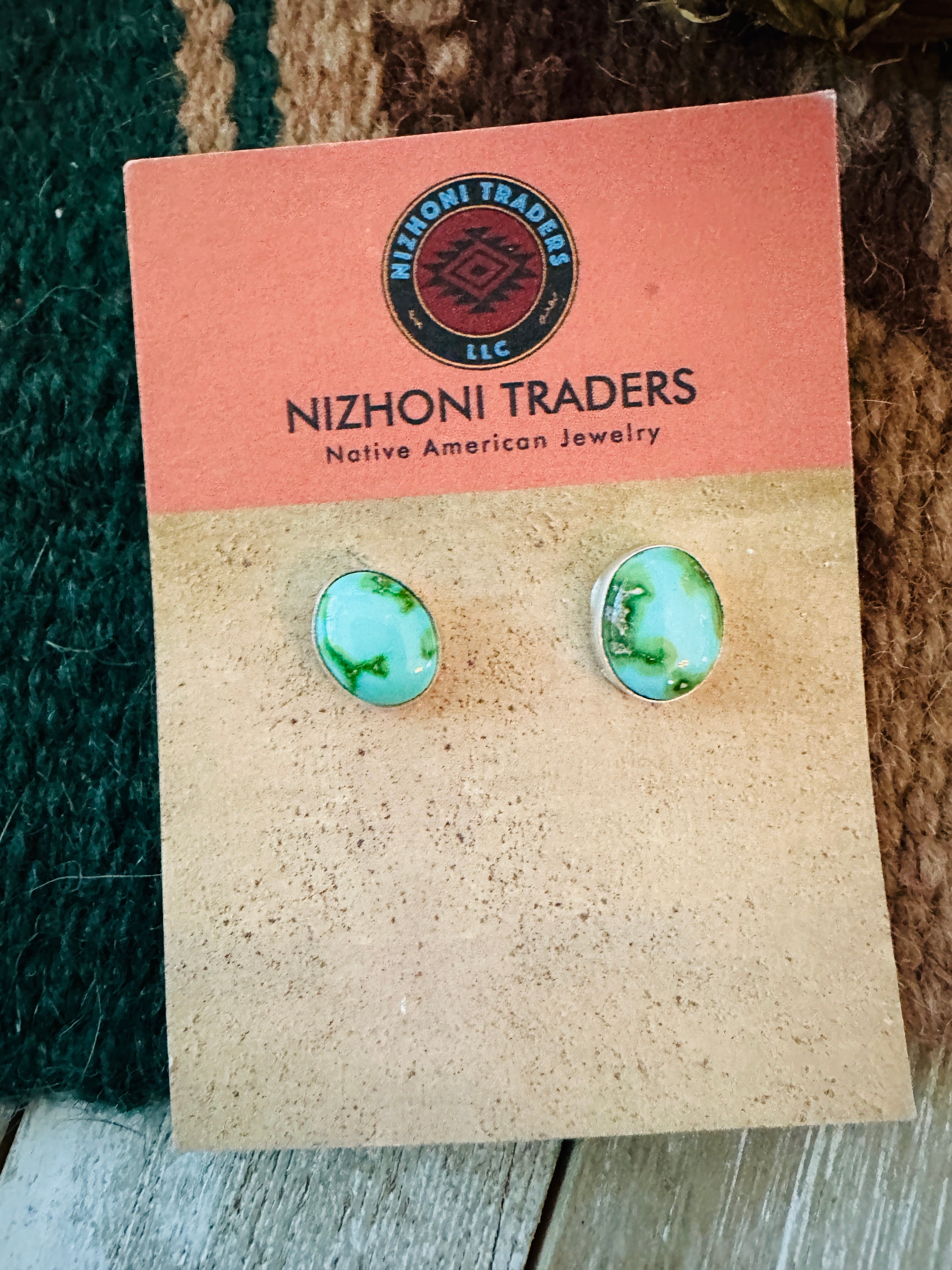 Handcrafted Sonoran Mountain Turquoise & Sterling Silver Stud Earrings