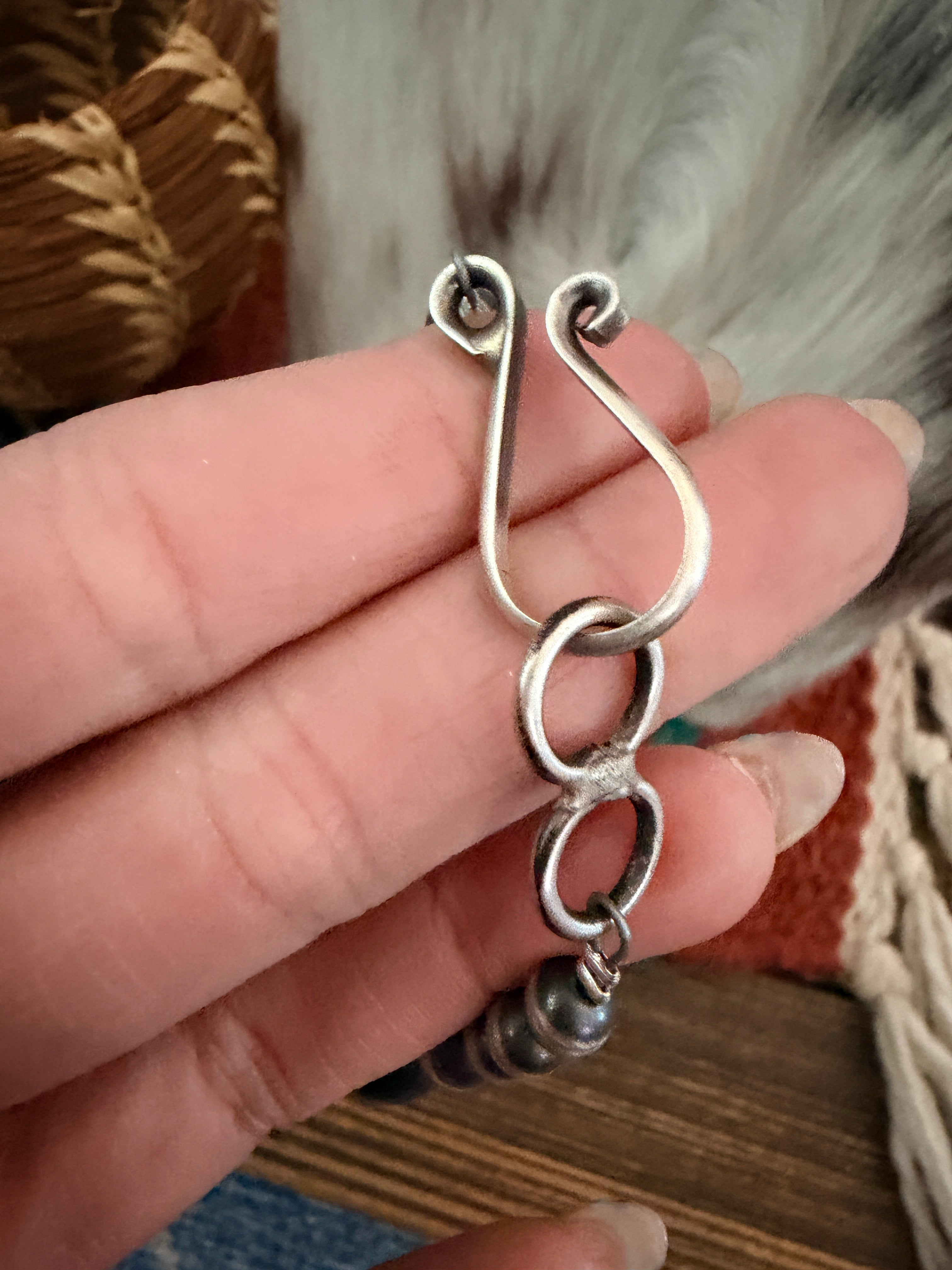 Handcrafted Sterling Silver & Queen Pink Conch Squash Blossom Necklace by Chimney Butte