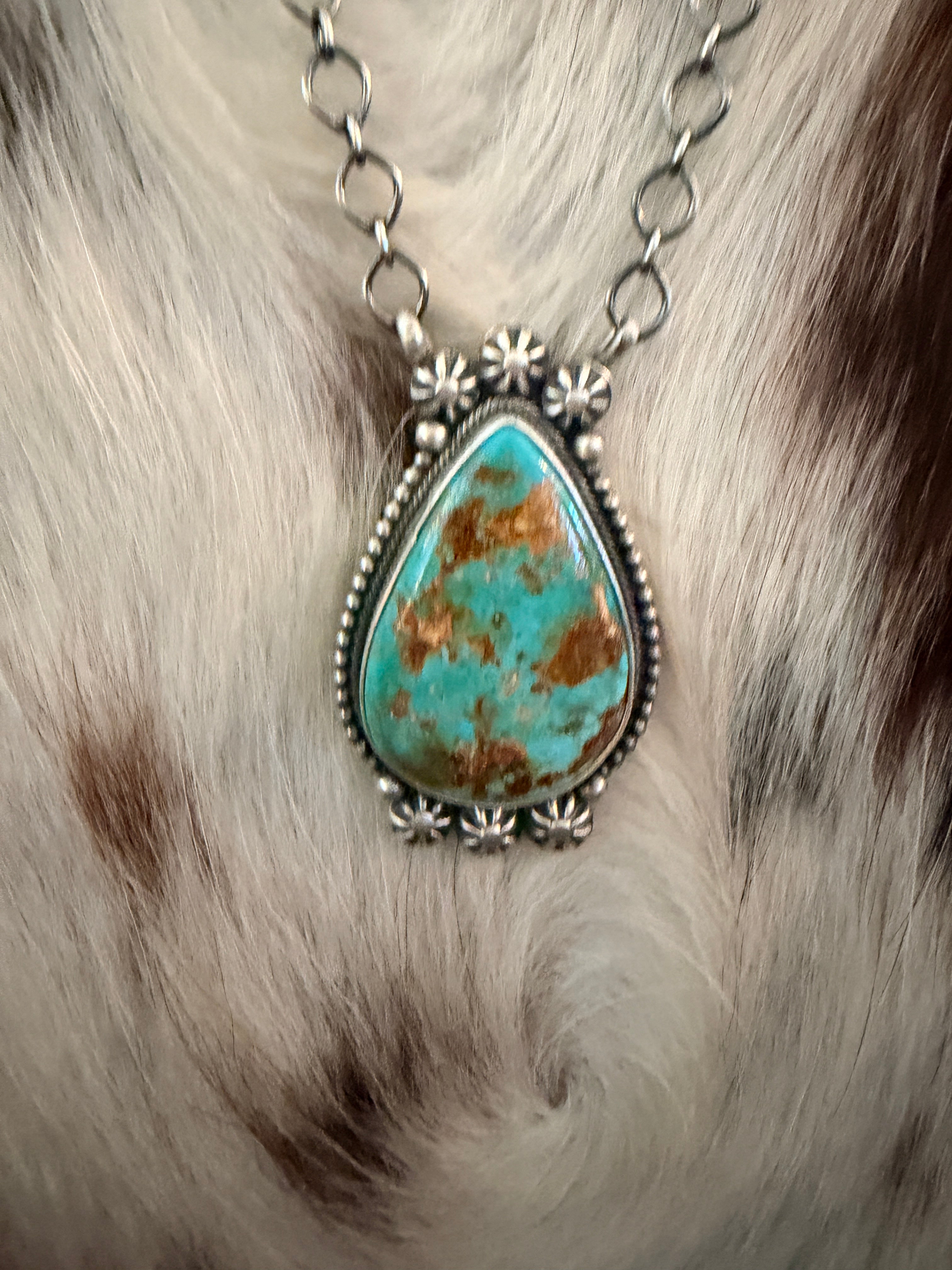 Handcrafted Turquoise & Sterling Silver Necklace by Daniel Benally