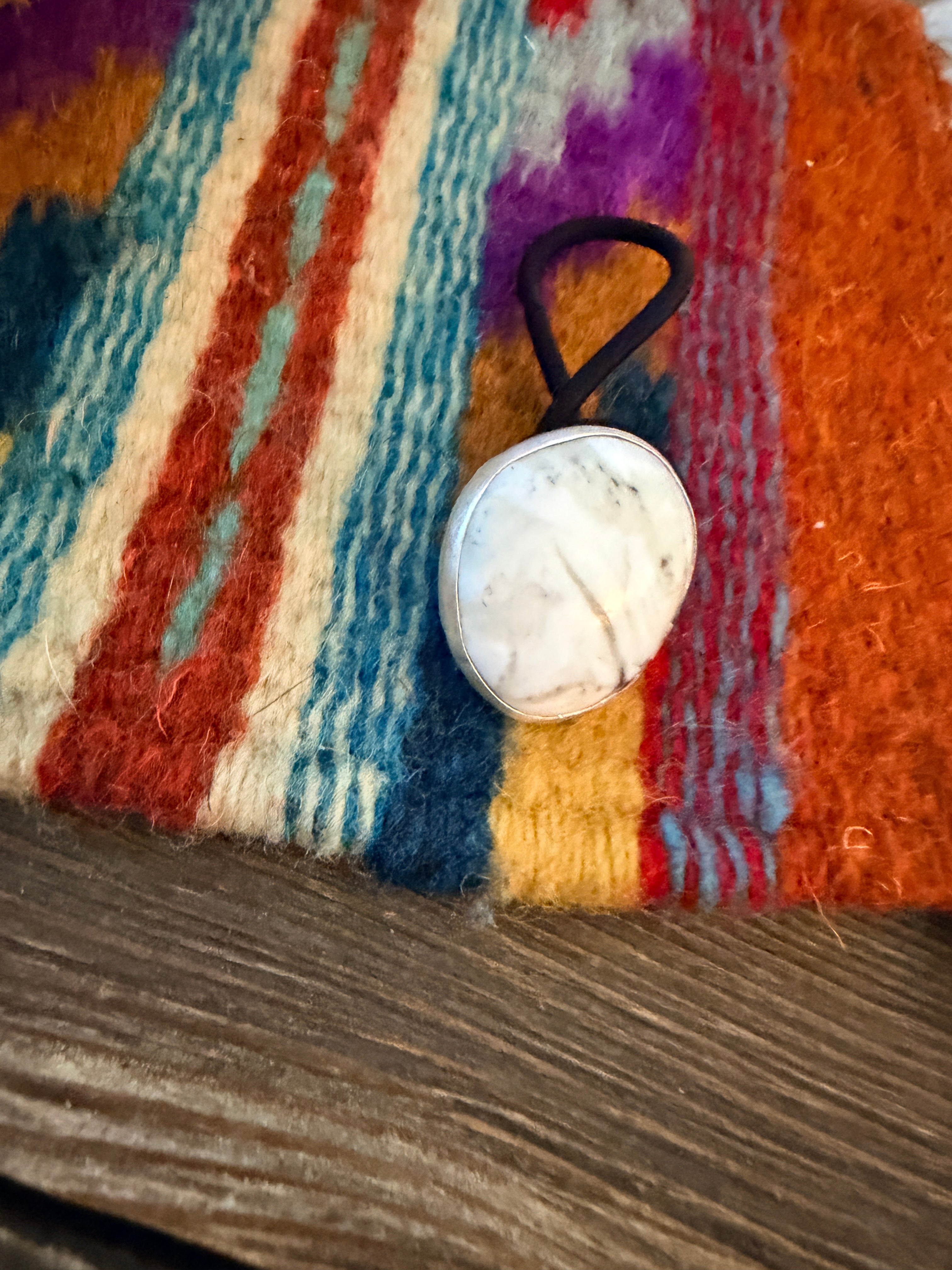 Handcrafted White Buffalo & Sterling Silver Hair Tie Charm