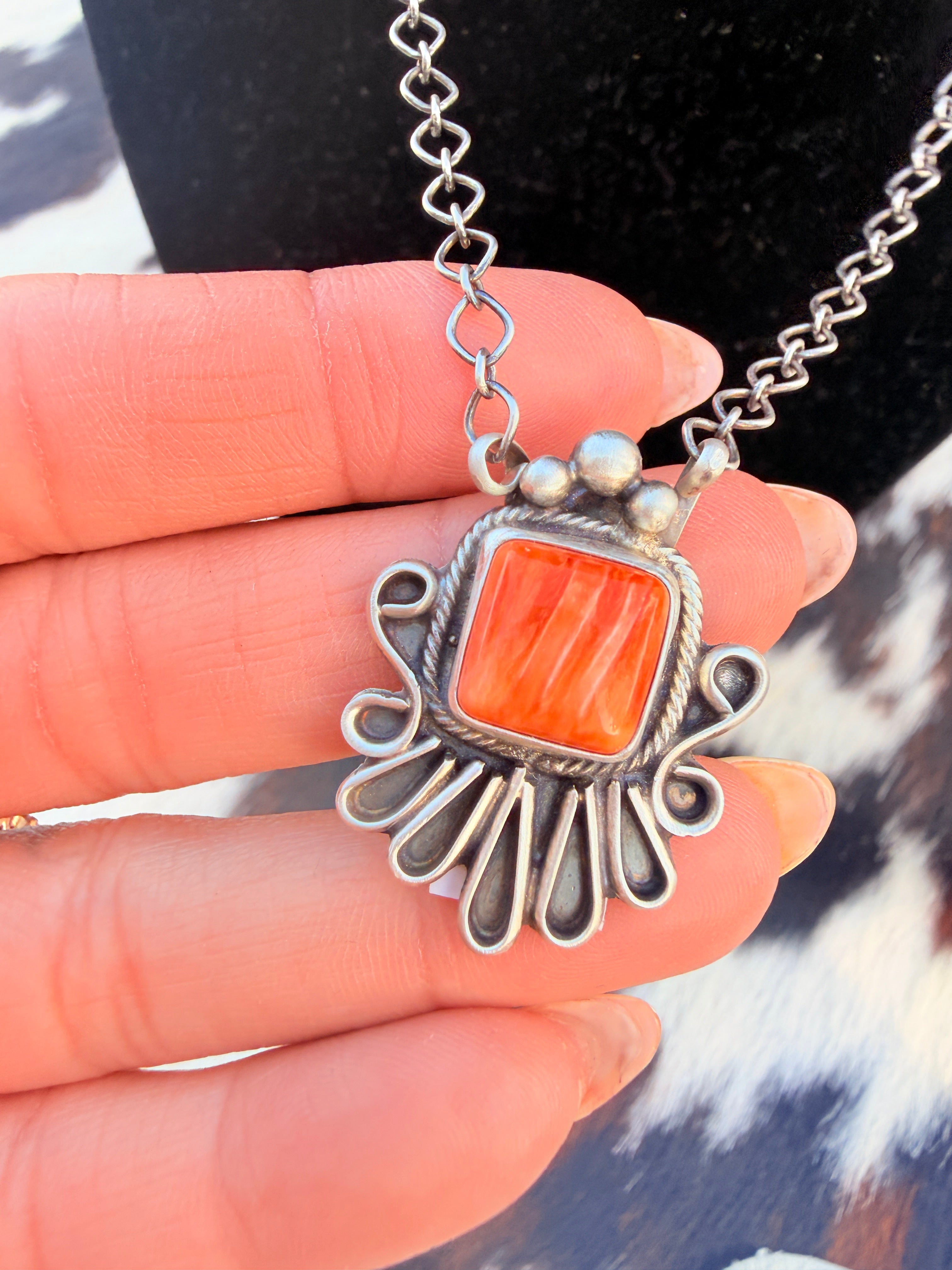 Handcrafted Spiny Oyster & Sterling Silver Necklace