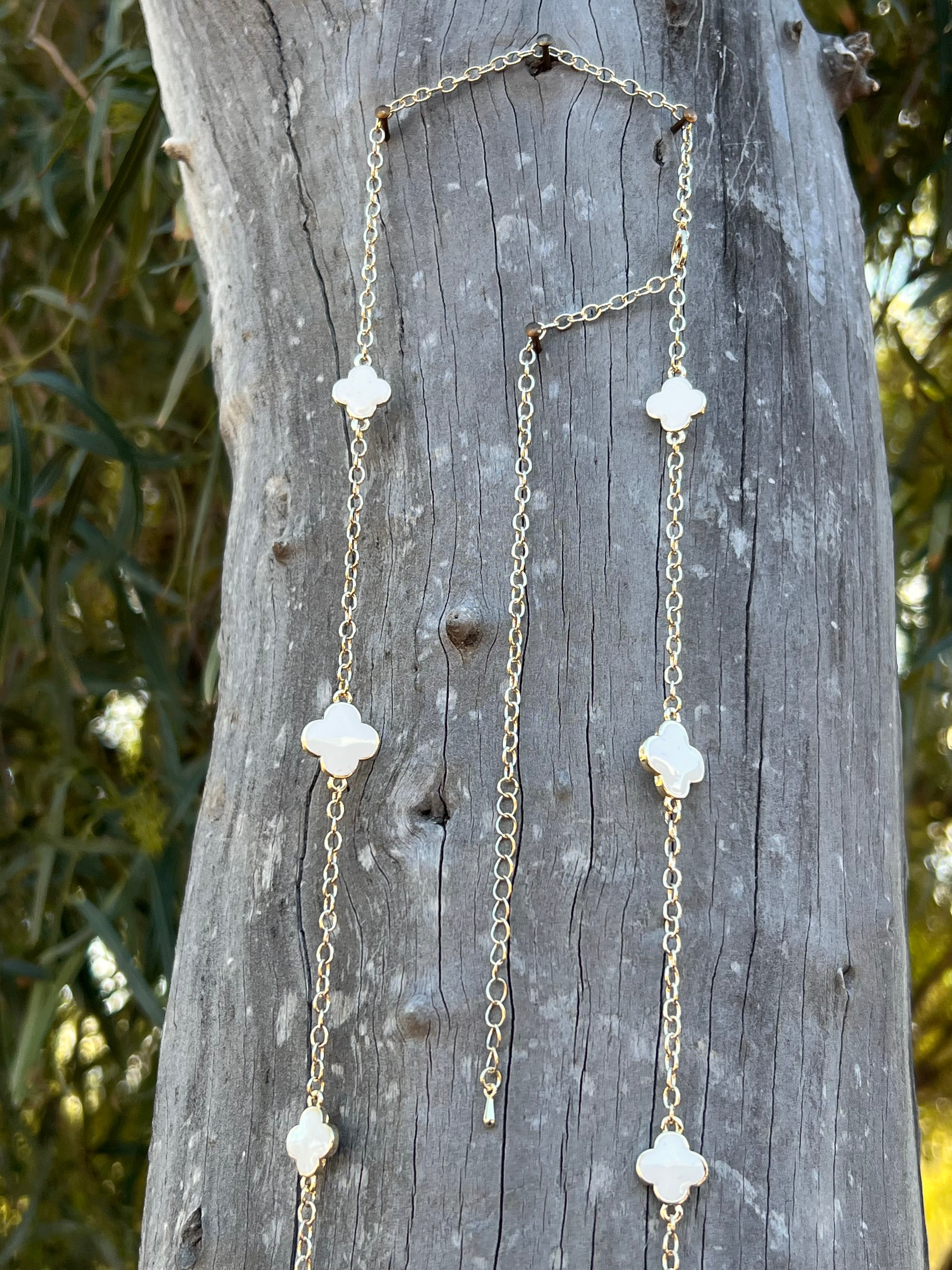 14k Gold Plated White Cross Necklace