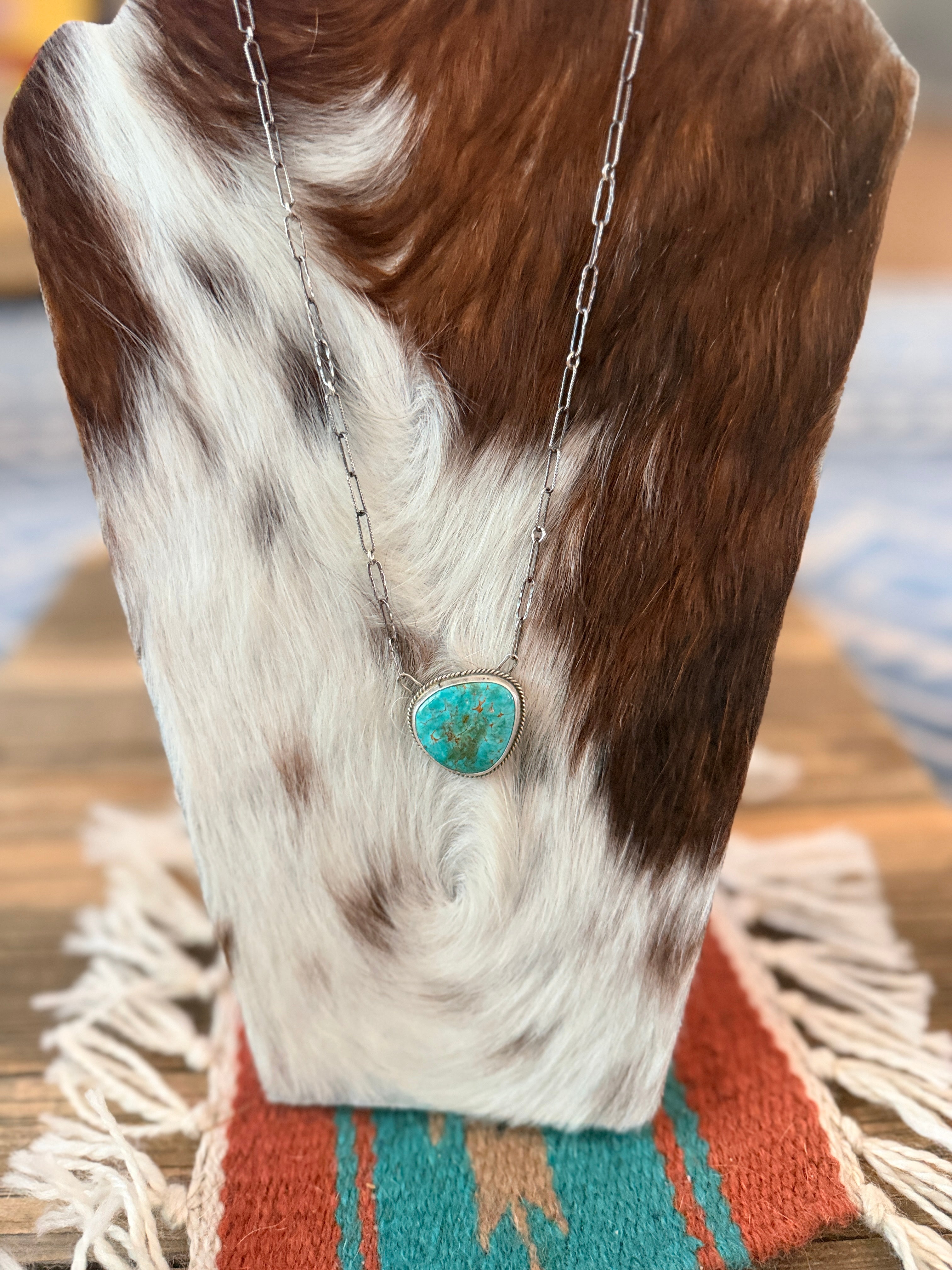 Handmade Sterling Silver & Tyrone Turquoise Necklace