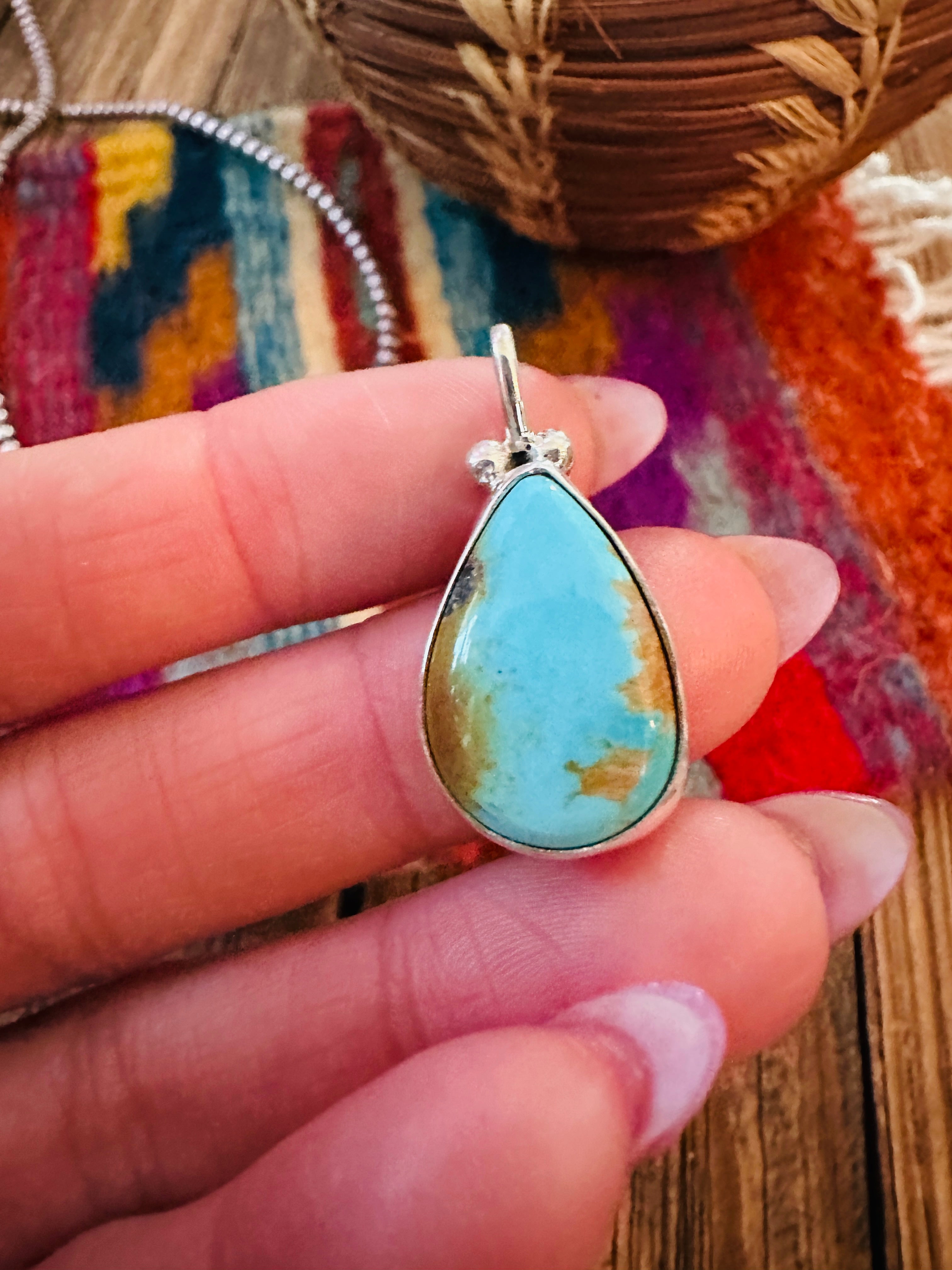 Handcrafted Sterling Silver & Turquoise Pendant