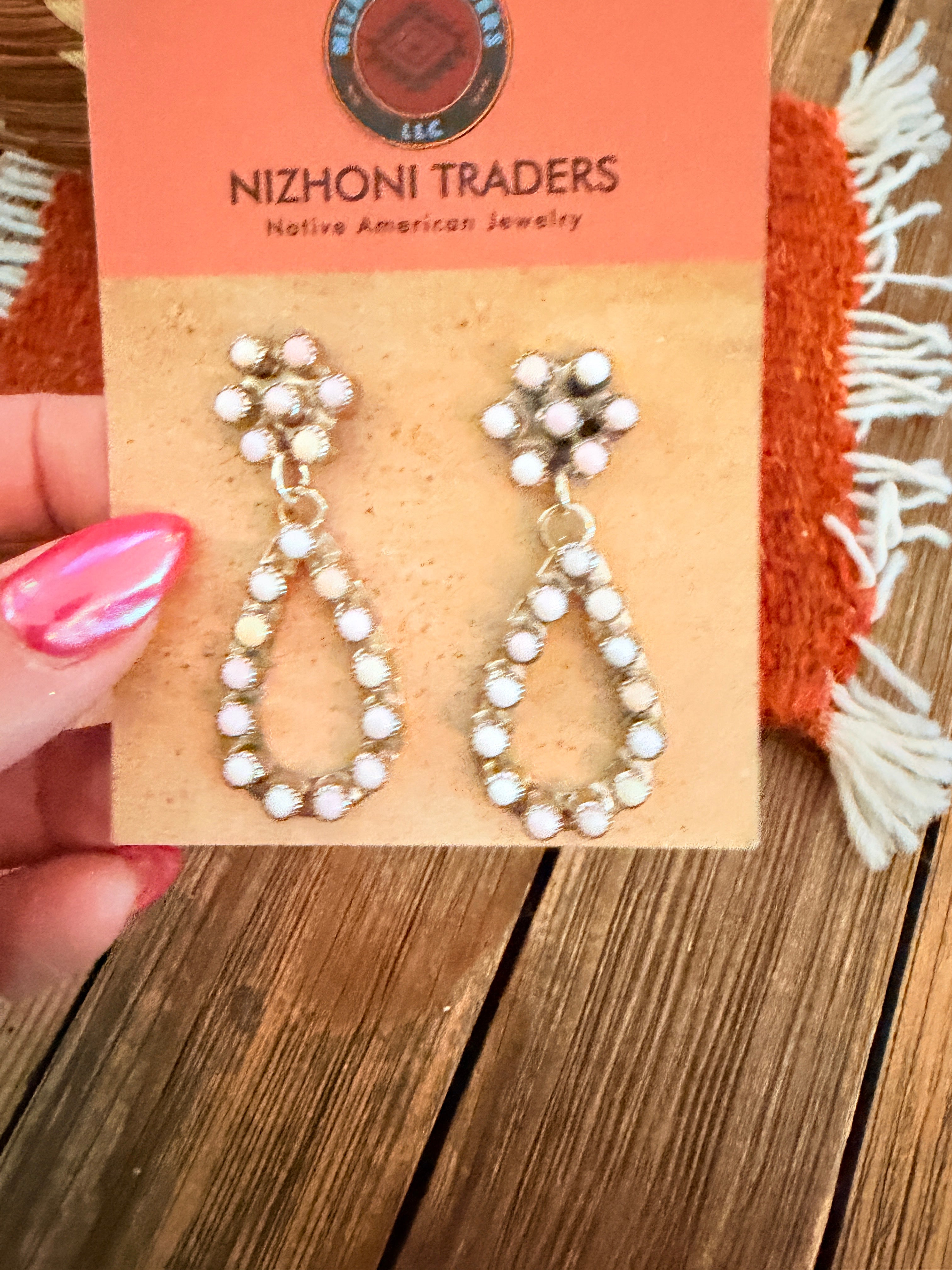 Handcrafted Queen Pink Conch & Sterling Silver Dangle Earrings