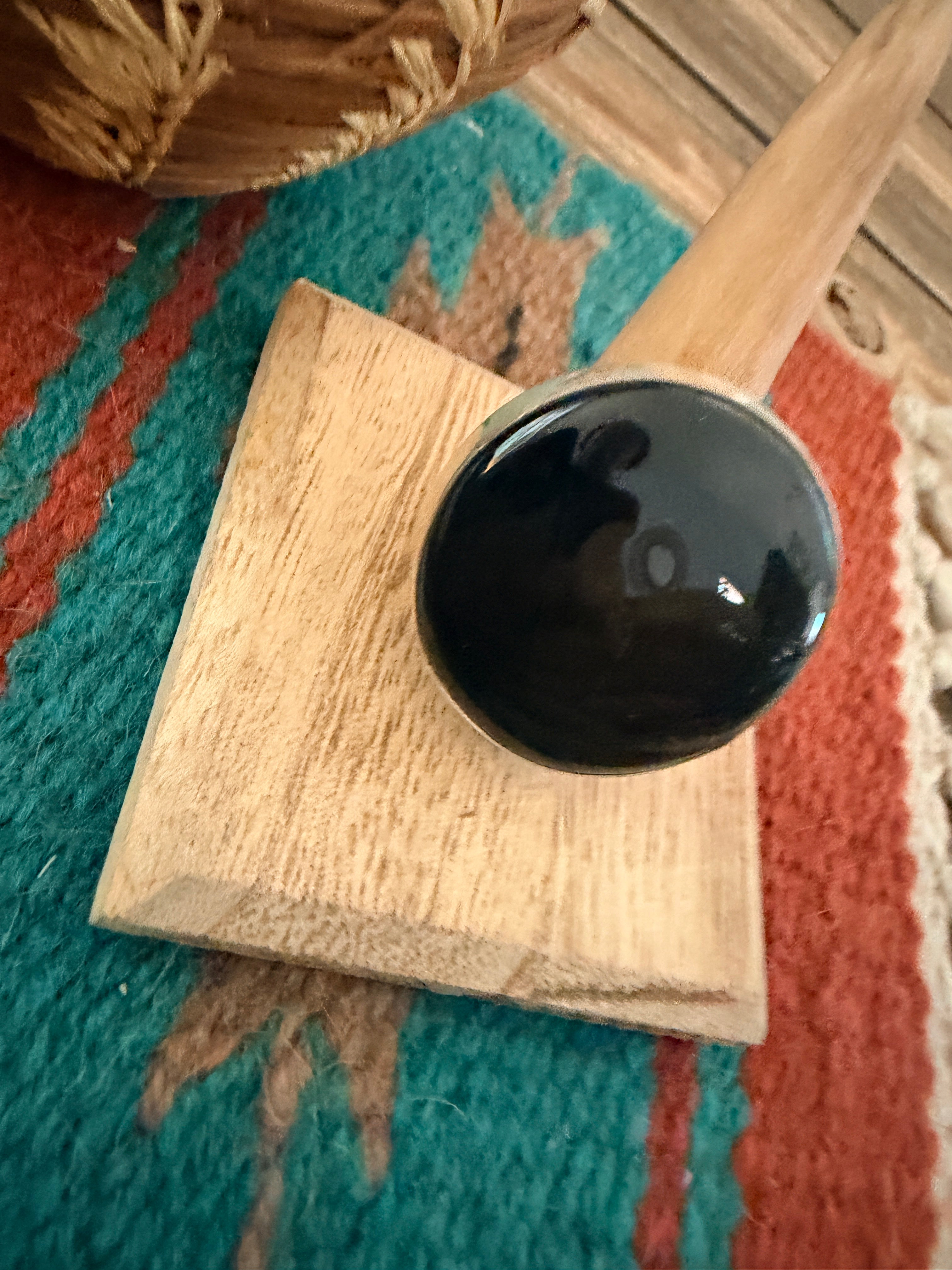 Handcrafted Black Onyx & Sterling Silver Ring Size 9