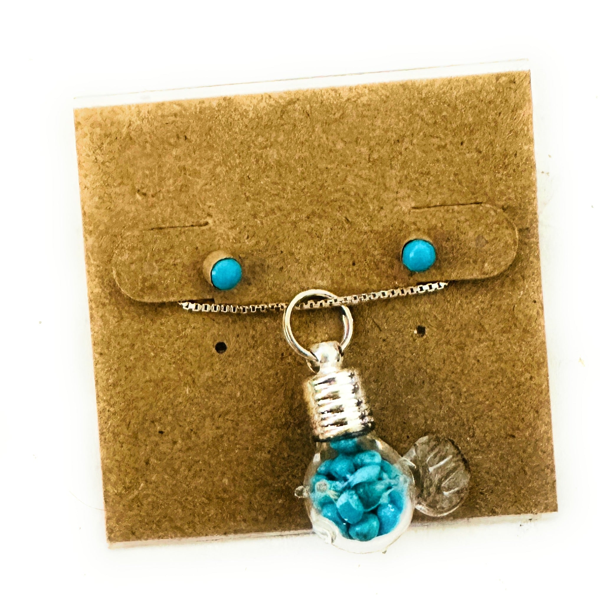 Handcrafted Sleeping Beauty Turquoise & Sterling Silver Fish Necklace Set