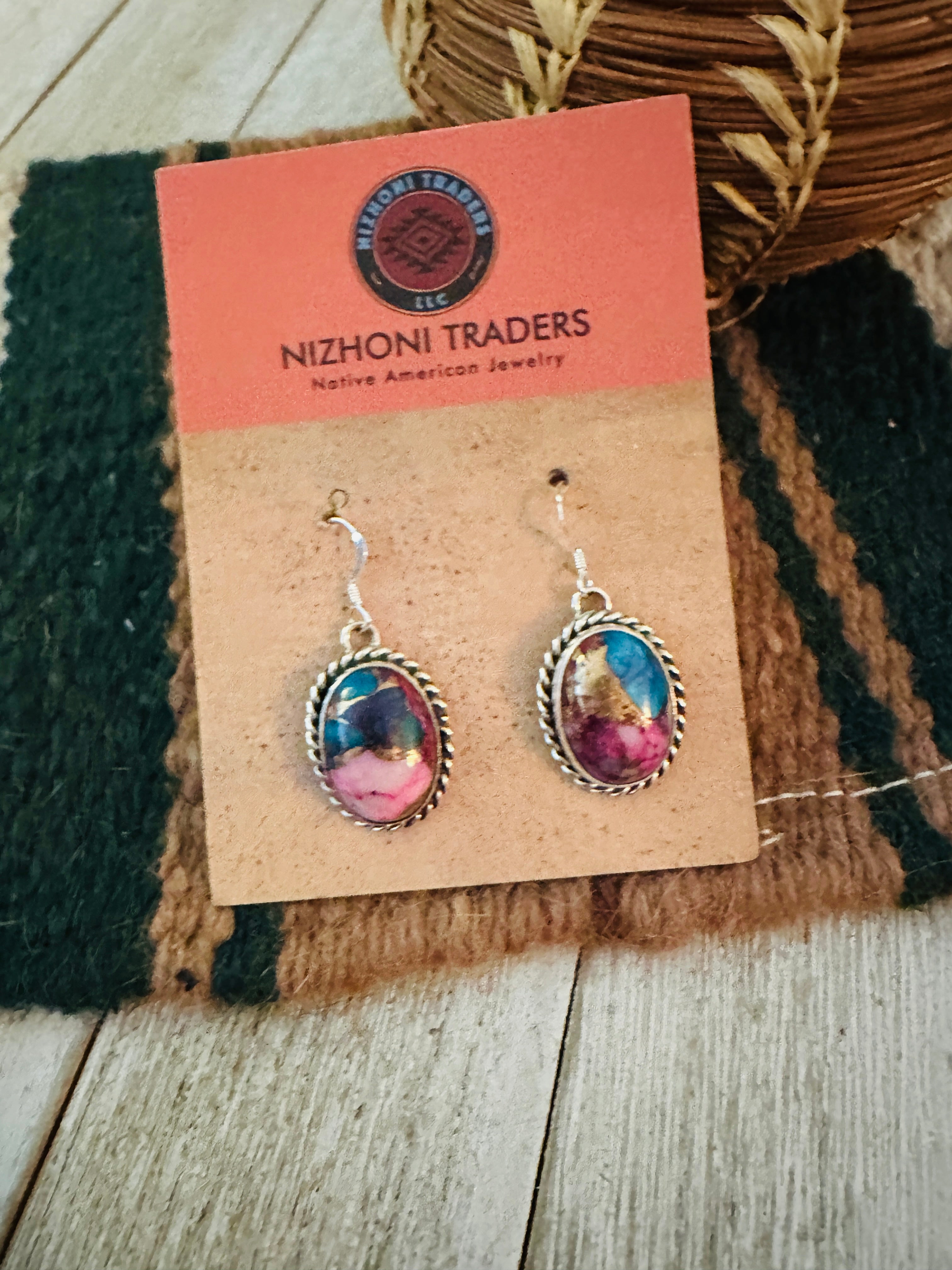 Handcrafted Sterling Silver & Pink Dream Mojave Dangle Earrings