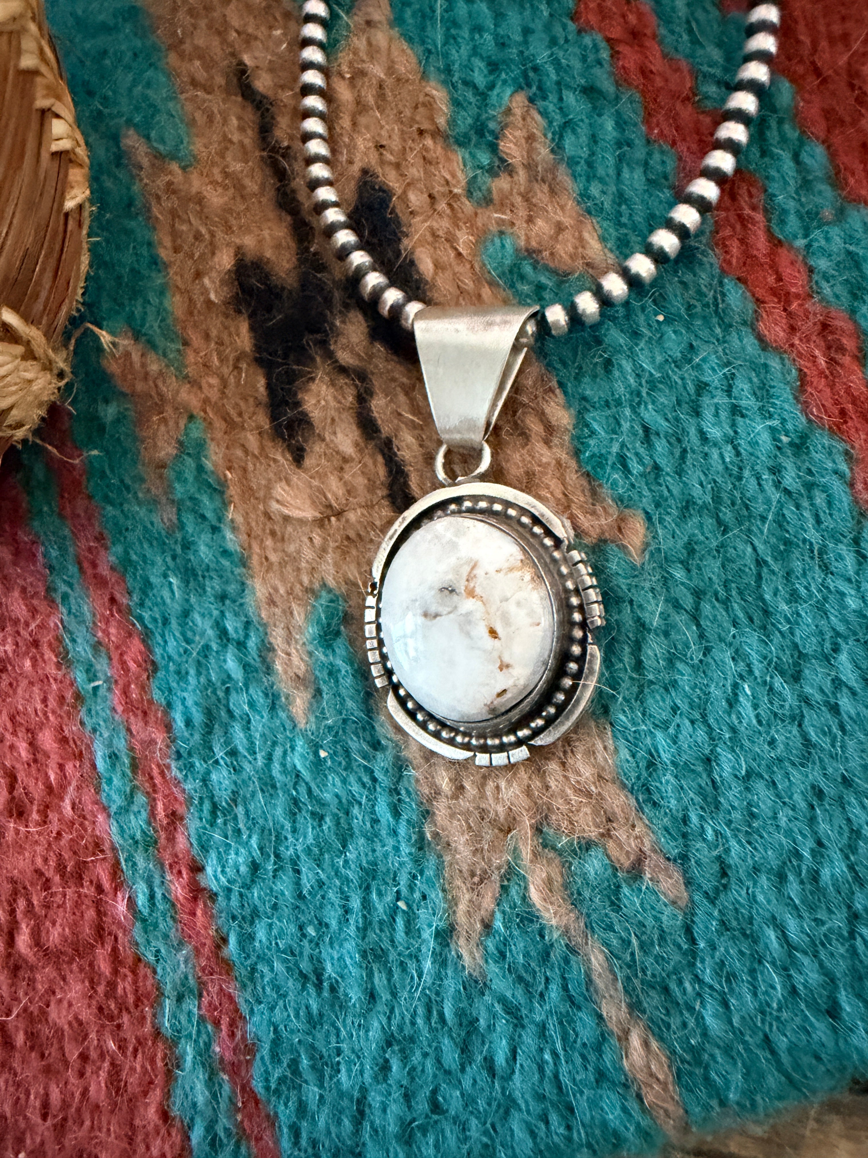 Handcrafted Sterling Silver & White Buffalo Pendant
