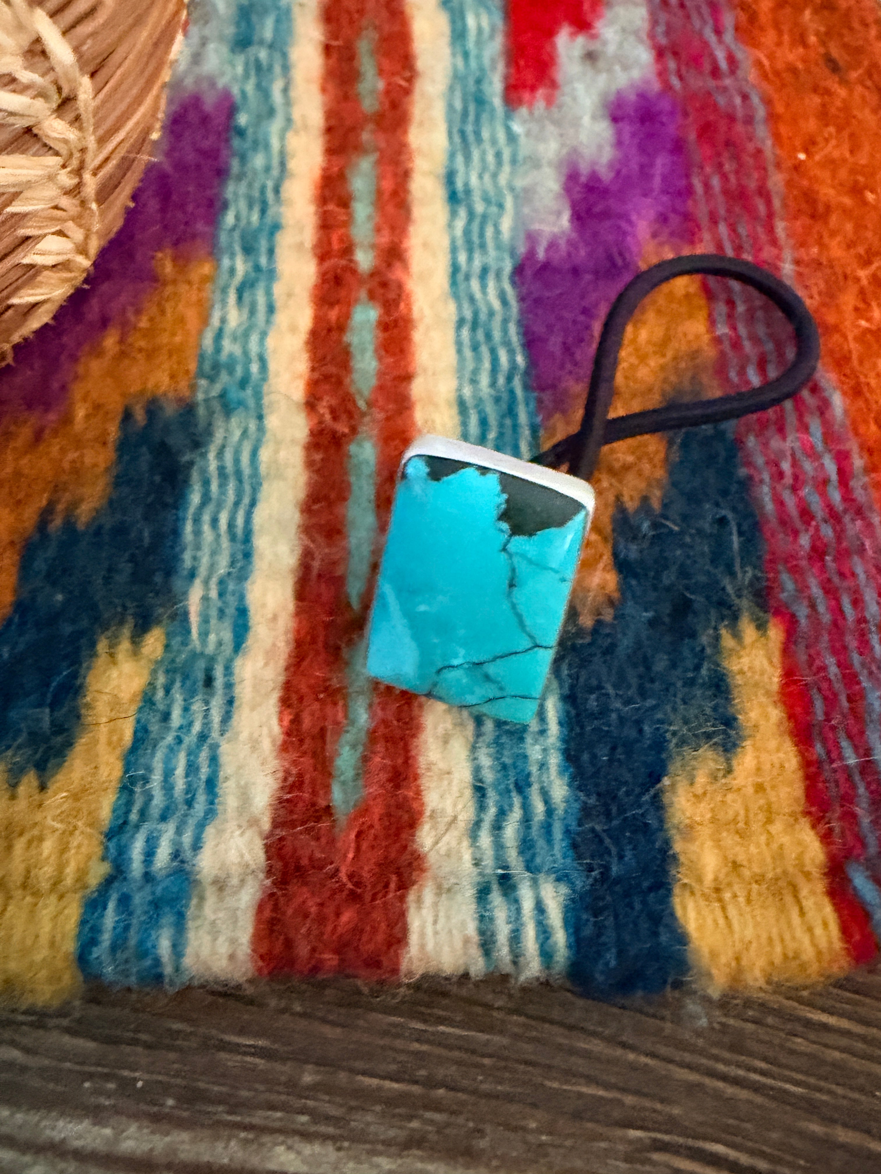 Handcrafted Turquoise & Sterling Silver Hair Tie Charm