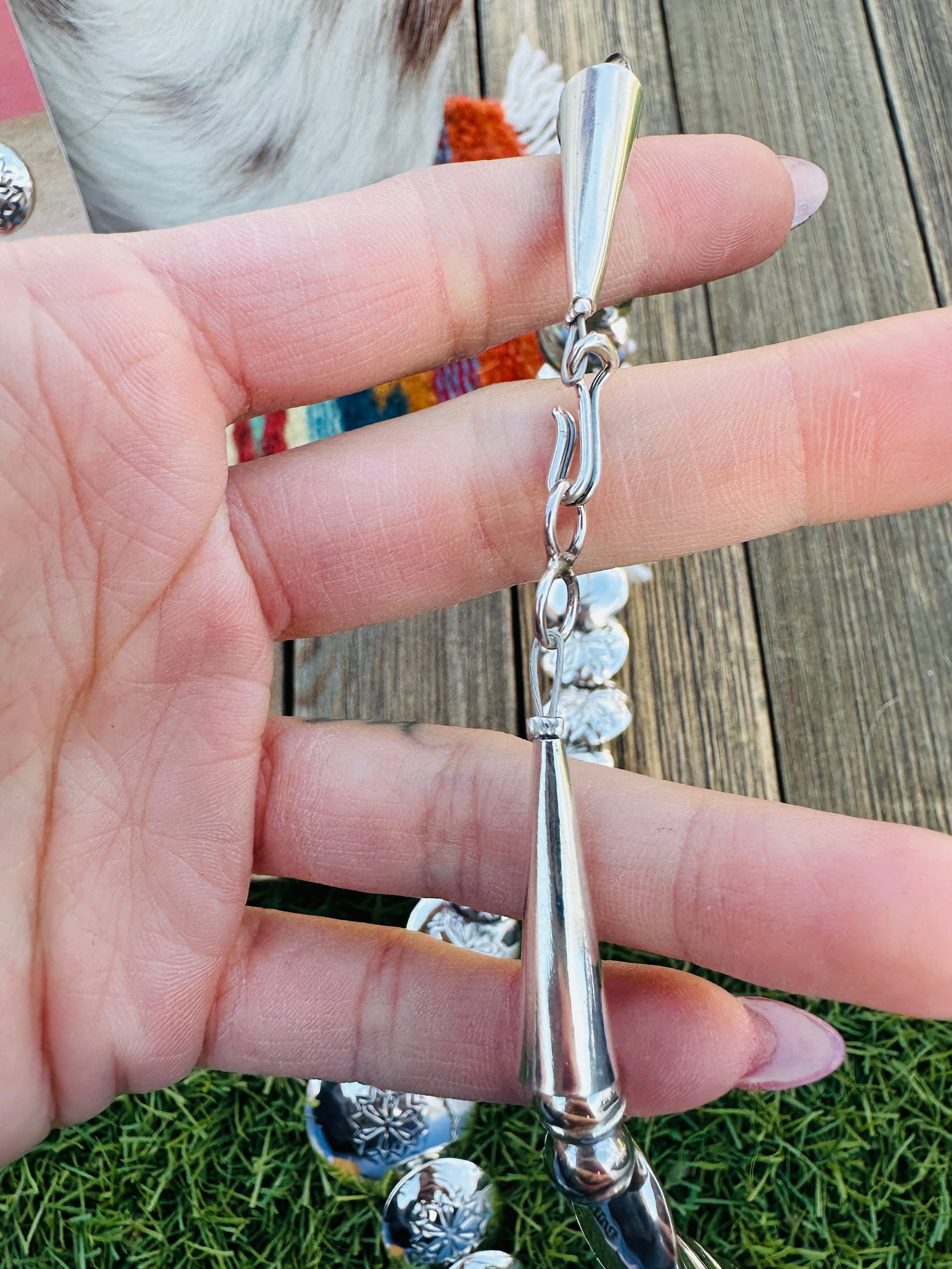 Handcrafted Turquoise & Sterling Silver Pillow Bead Necklace and Earring Set