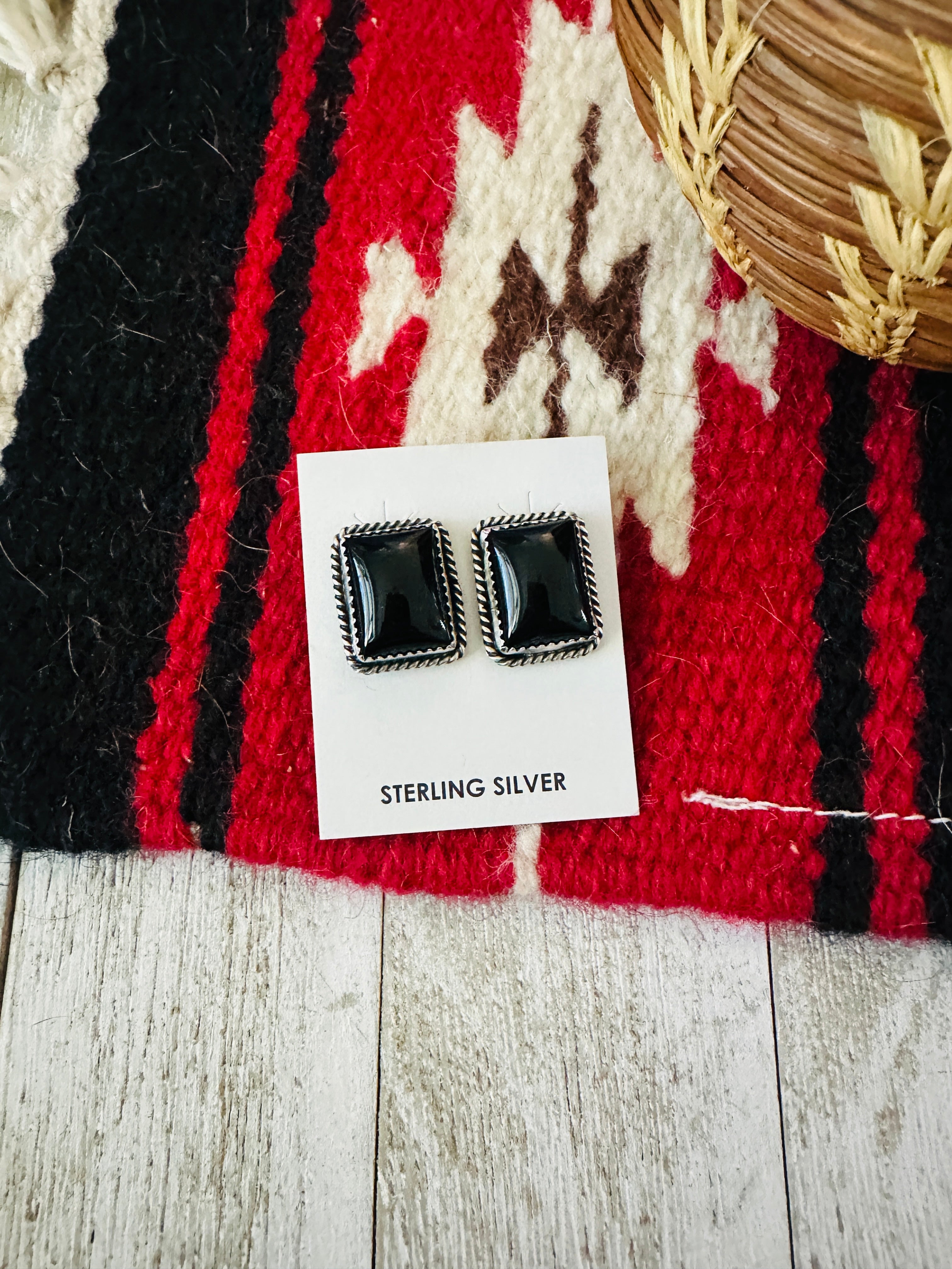 Handcrafted Onyx & Sterling Silver Post Earrings