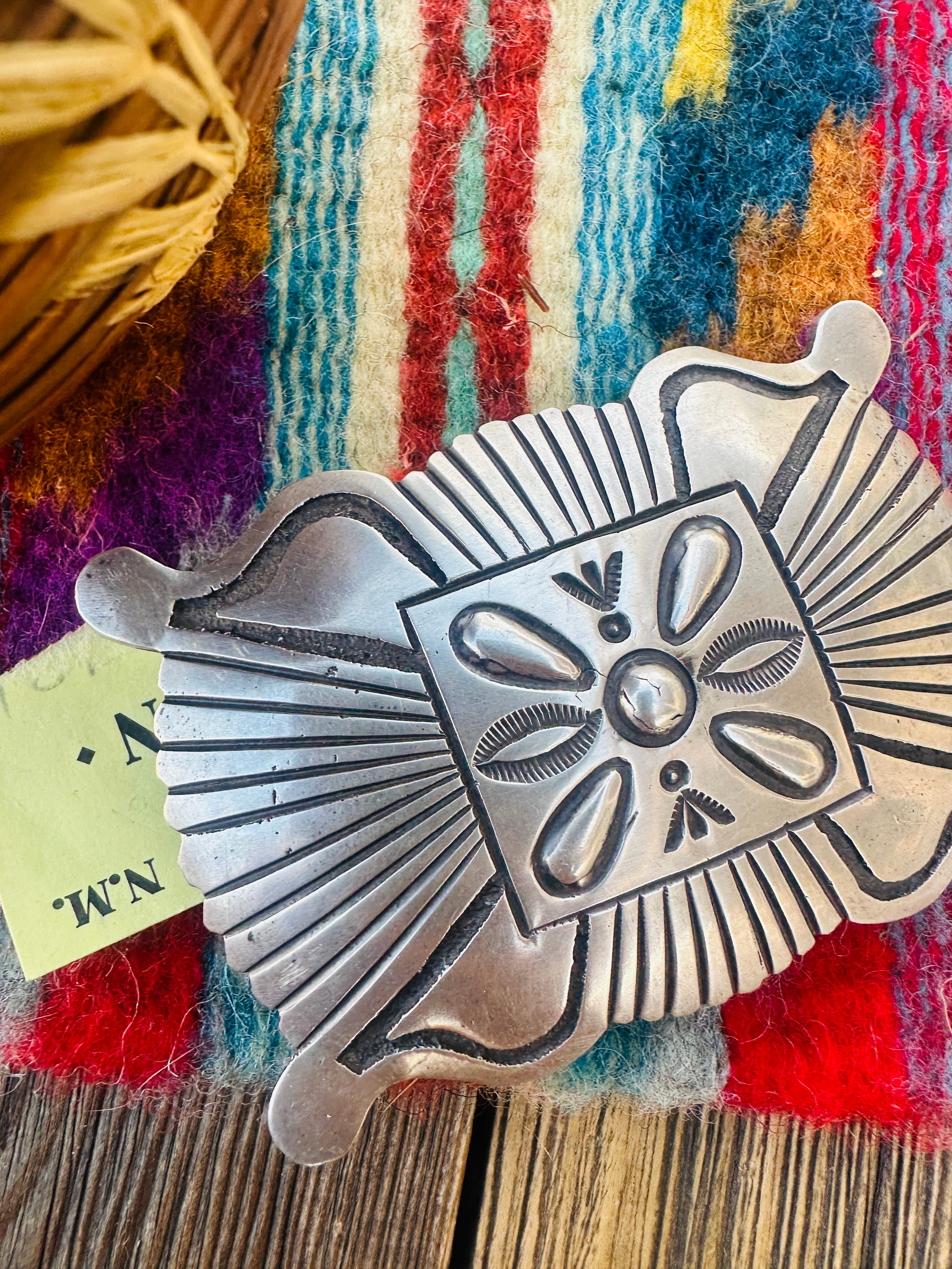 Handcrafted Vintage Old Pawn Sterling Silver Belt Buckle