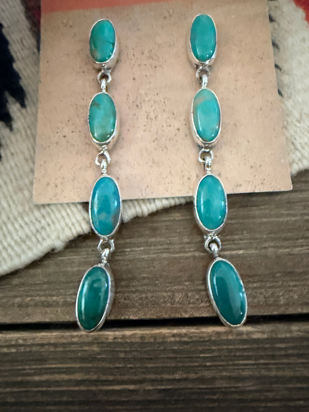 Handcrafted Turquoise & Sterling Silver Dangle Earrings