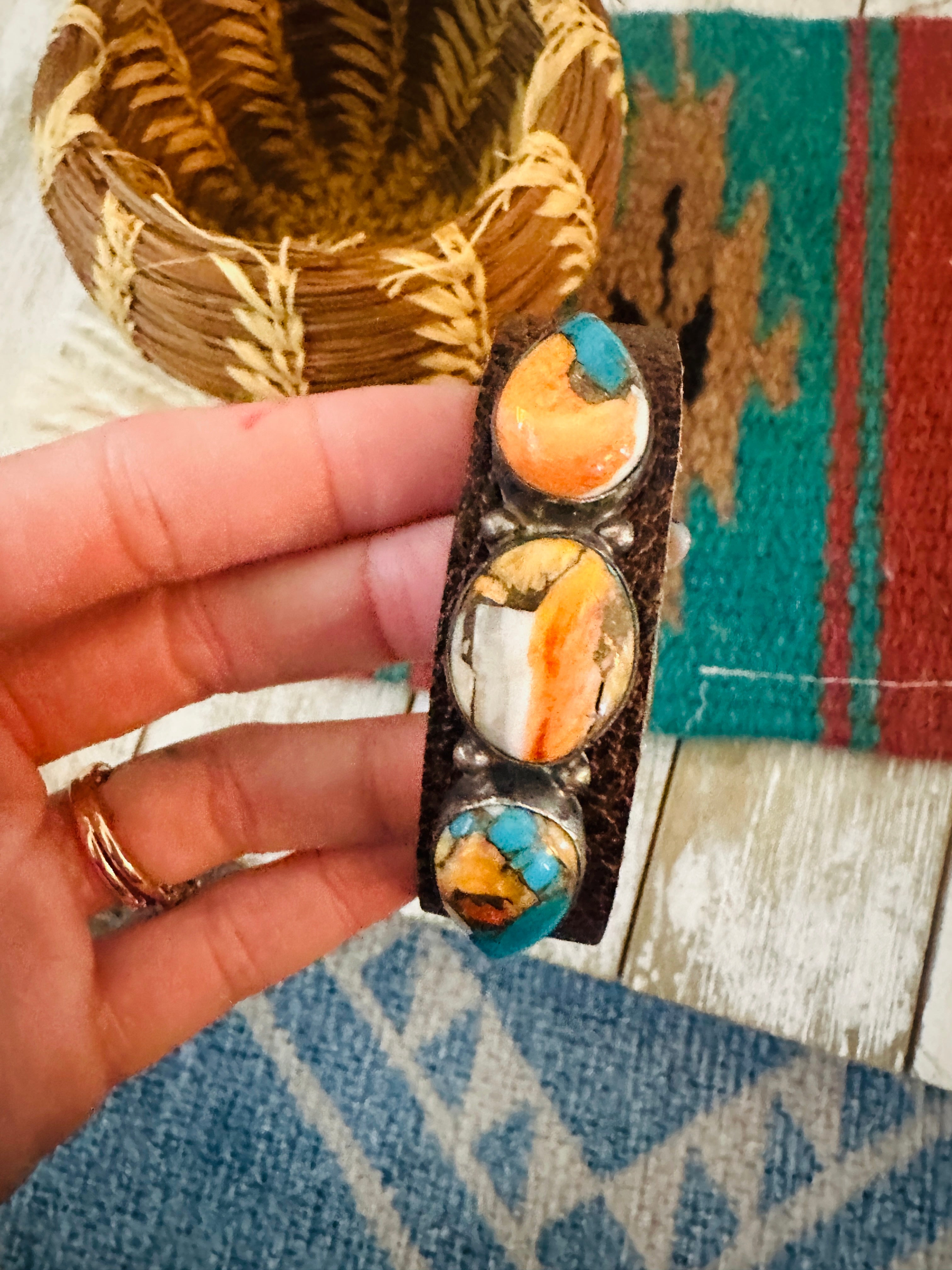 Handcrafted Spice & Sterling Silver Leather Bracelet