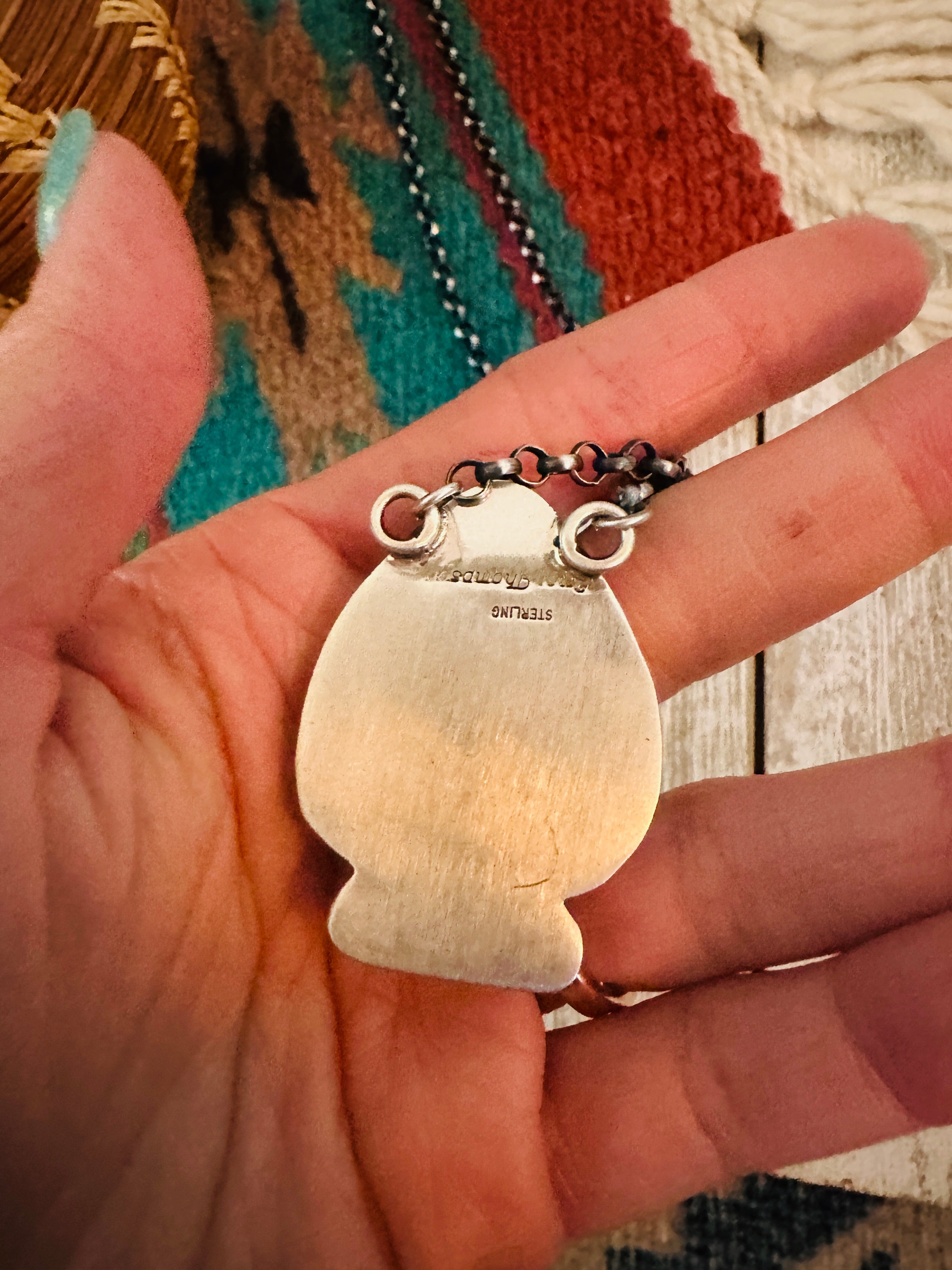 Navajo Sterling Silver & Multi Stone Inlay Spade Necklace