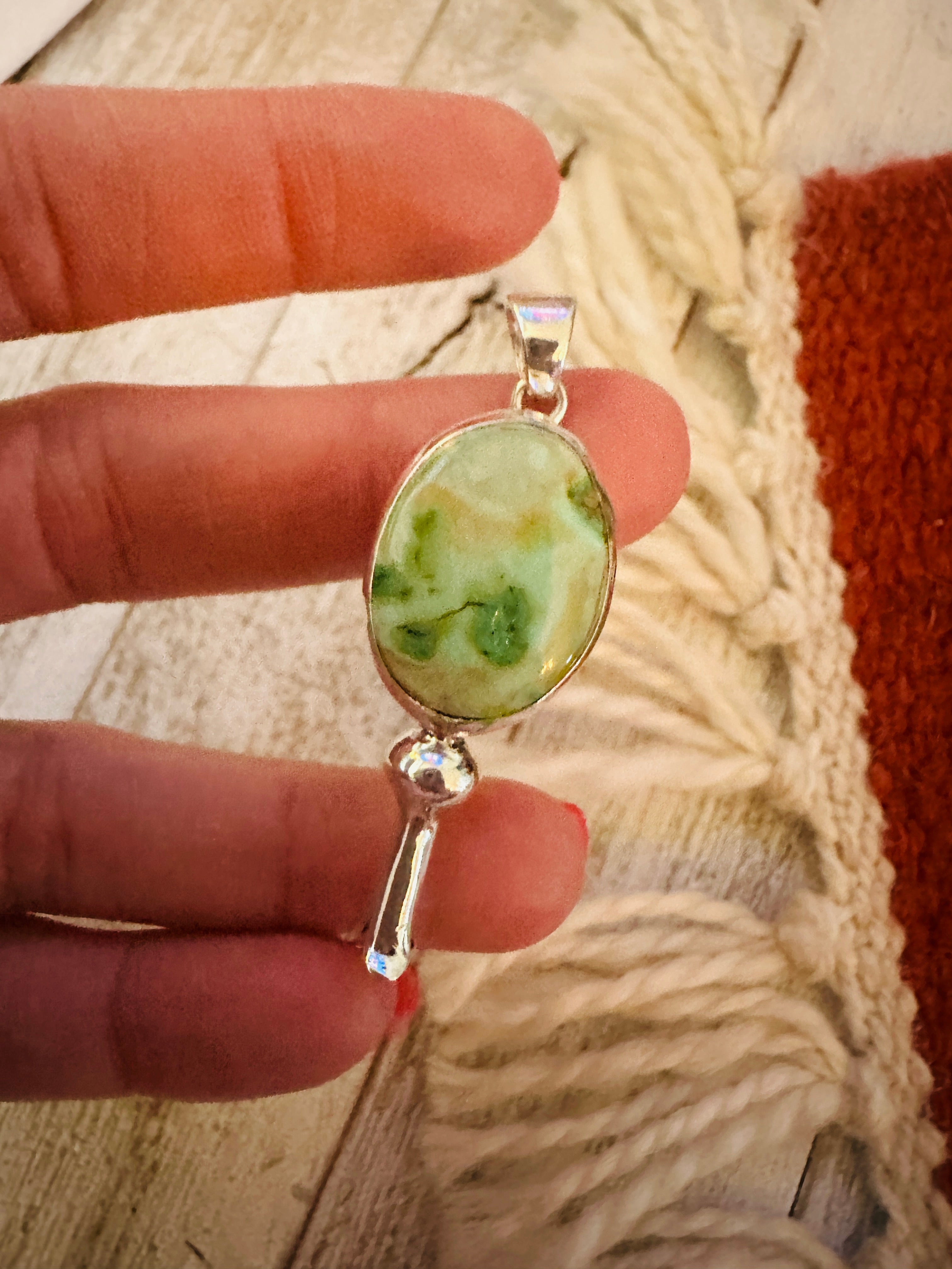 Handcrafted Carico Lake Turquoise & Sterling Silver Blossom Pendant