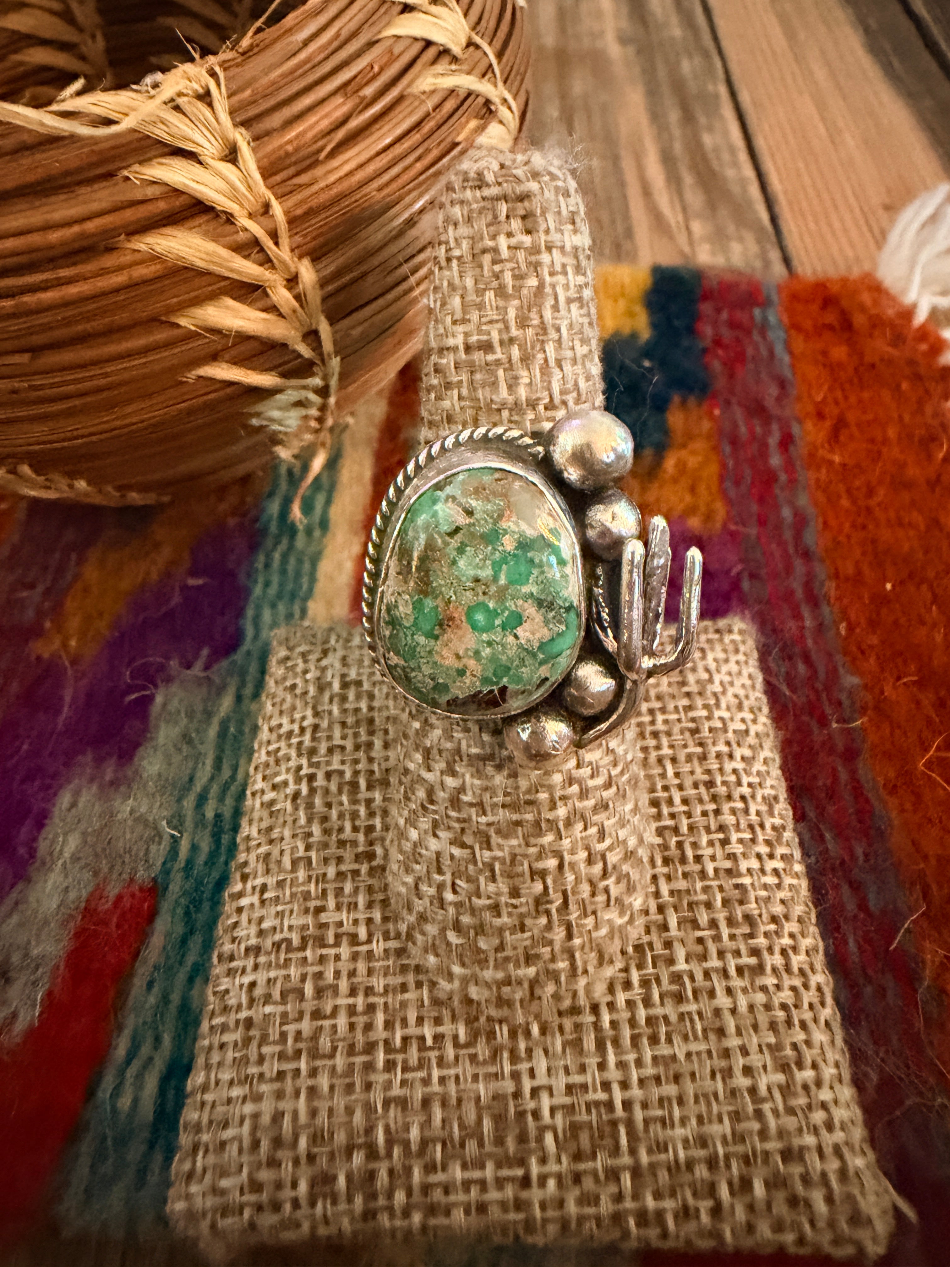 Handmade Sterling Silver and Turquoise Adjustable Ring
