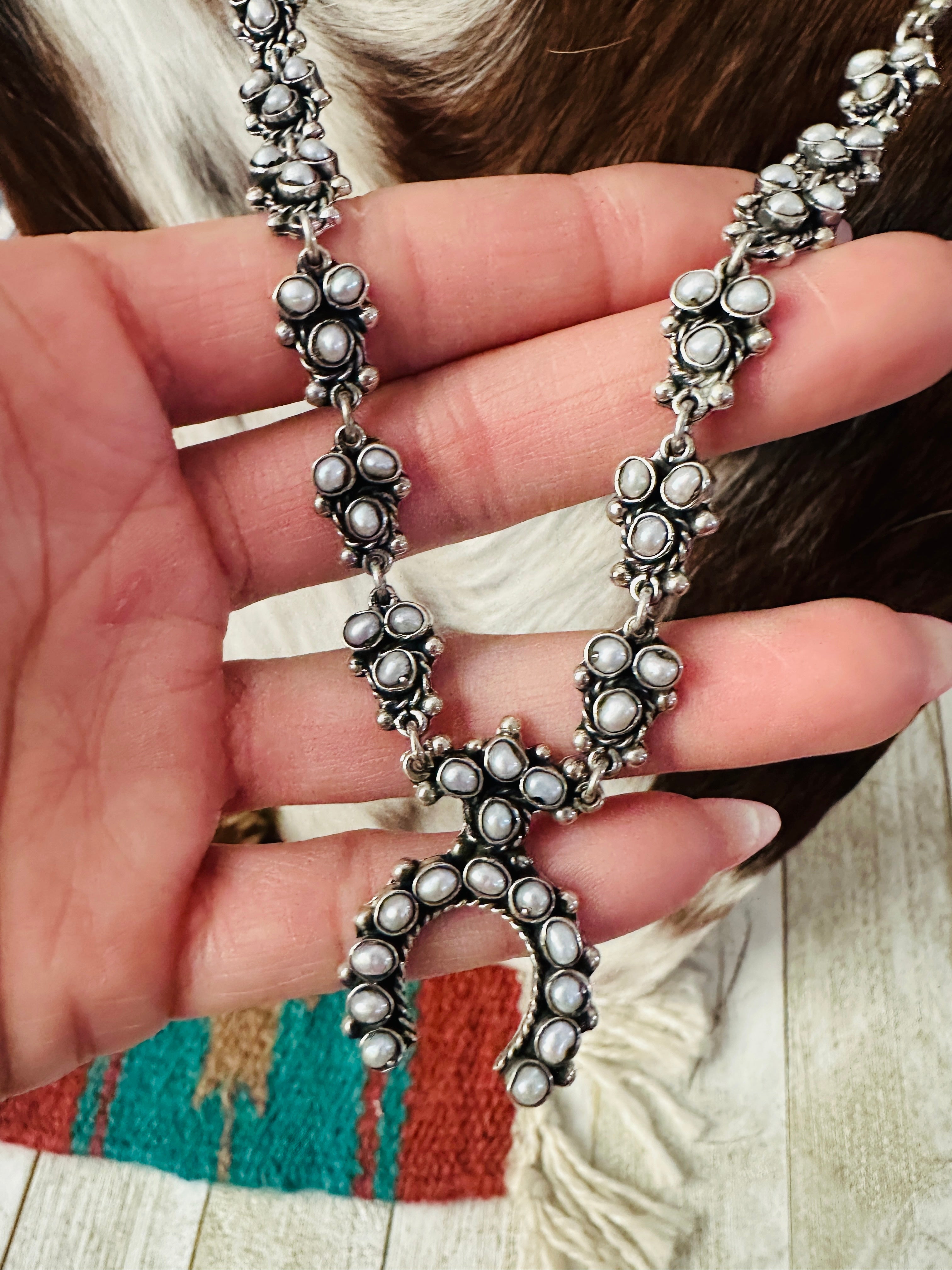 Handcrafted Sterling Silver & Pearl Naja Necklace by Federico Jimenez