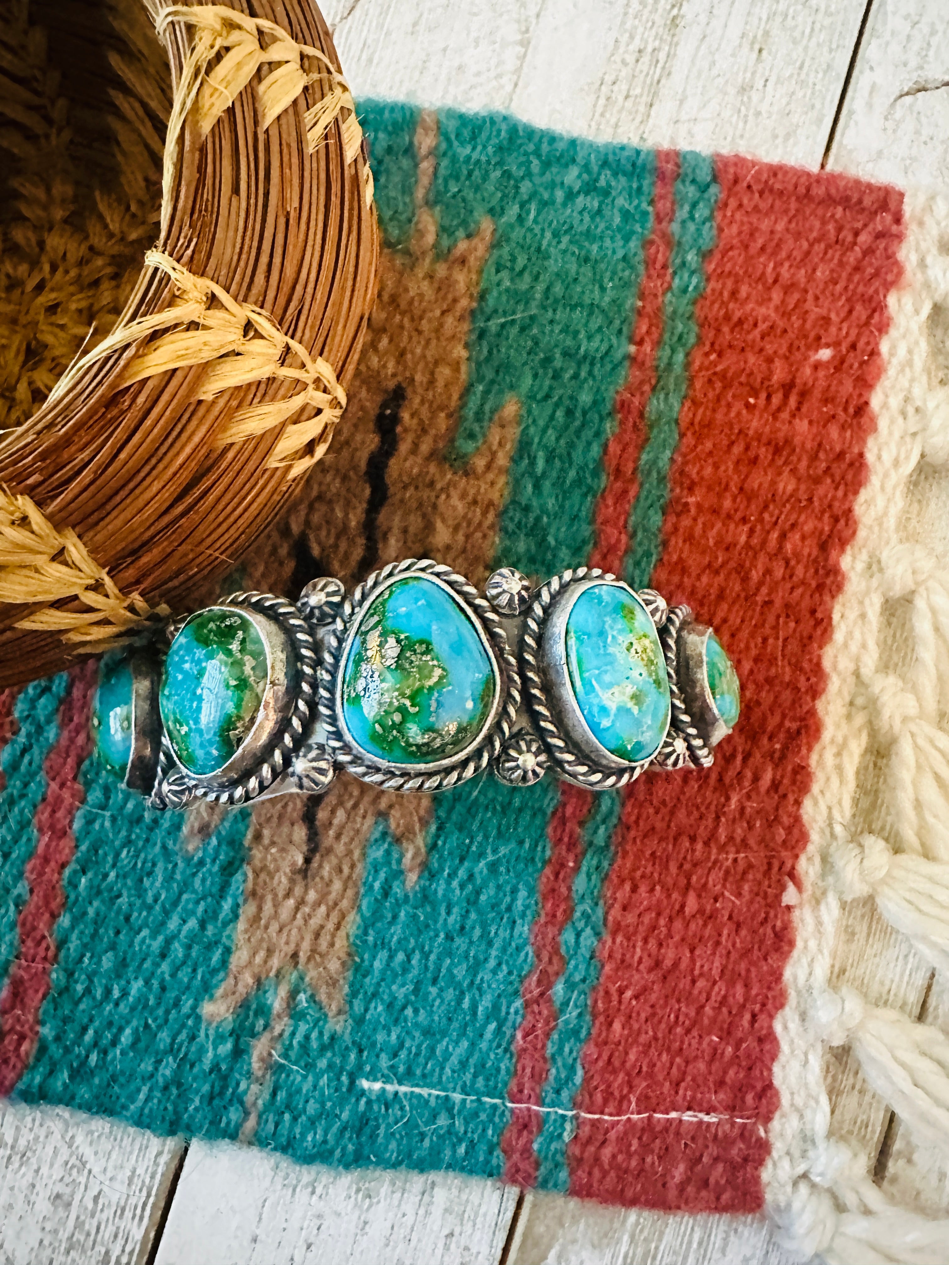 Handcrafted Sterling Silver & Sonoran Mountain Turquoise Cuff Bracelet /