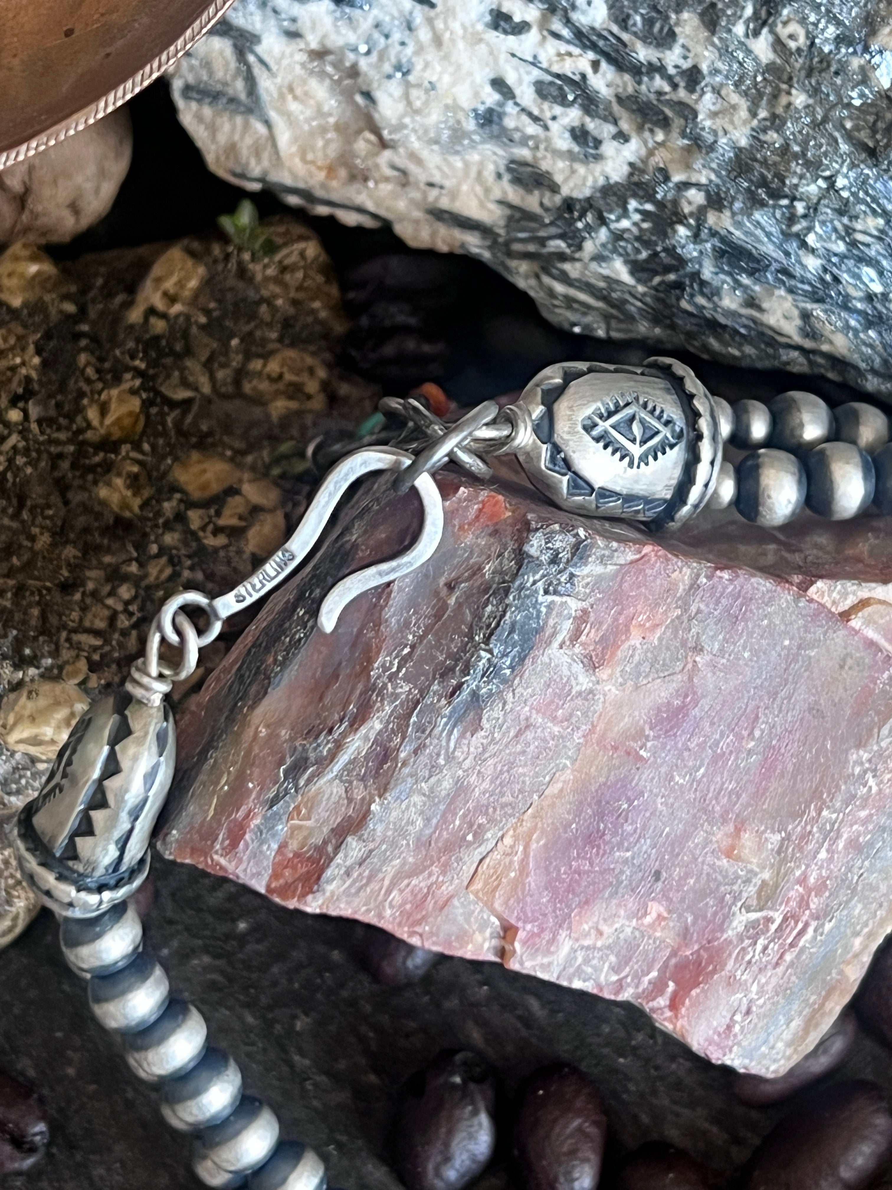 Electric Rainbow Sterling Silver, Sonoran Gold Turquoise and Spiny Oyster Beaded Necklace and Earrings Set by Bernyse Chavez