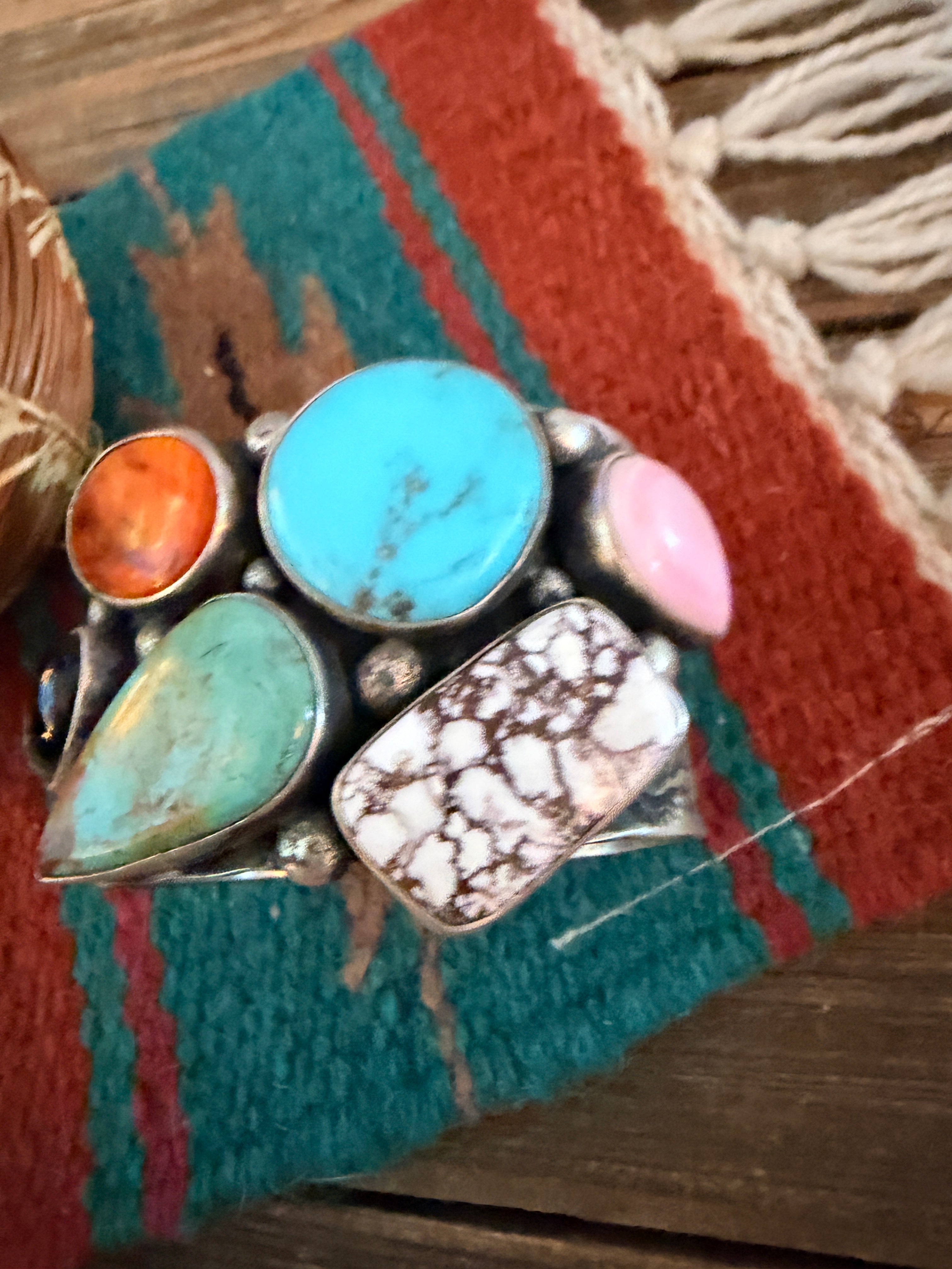 Handcrafted Multi Stone & Sterling Silver Cuff Bracelet by Chimney Butte