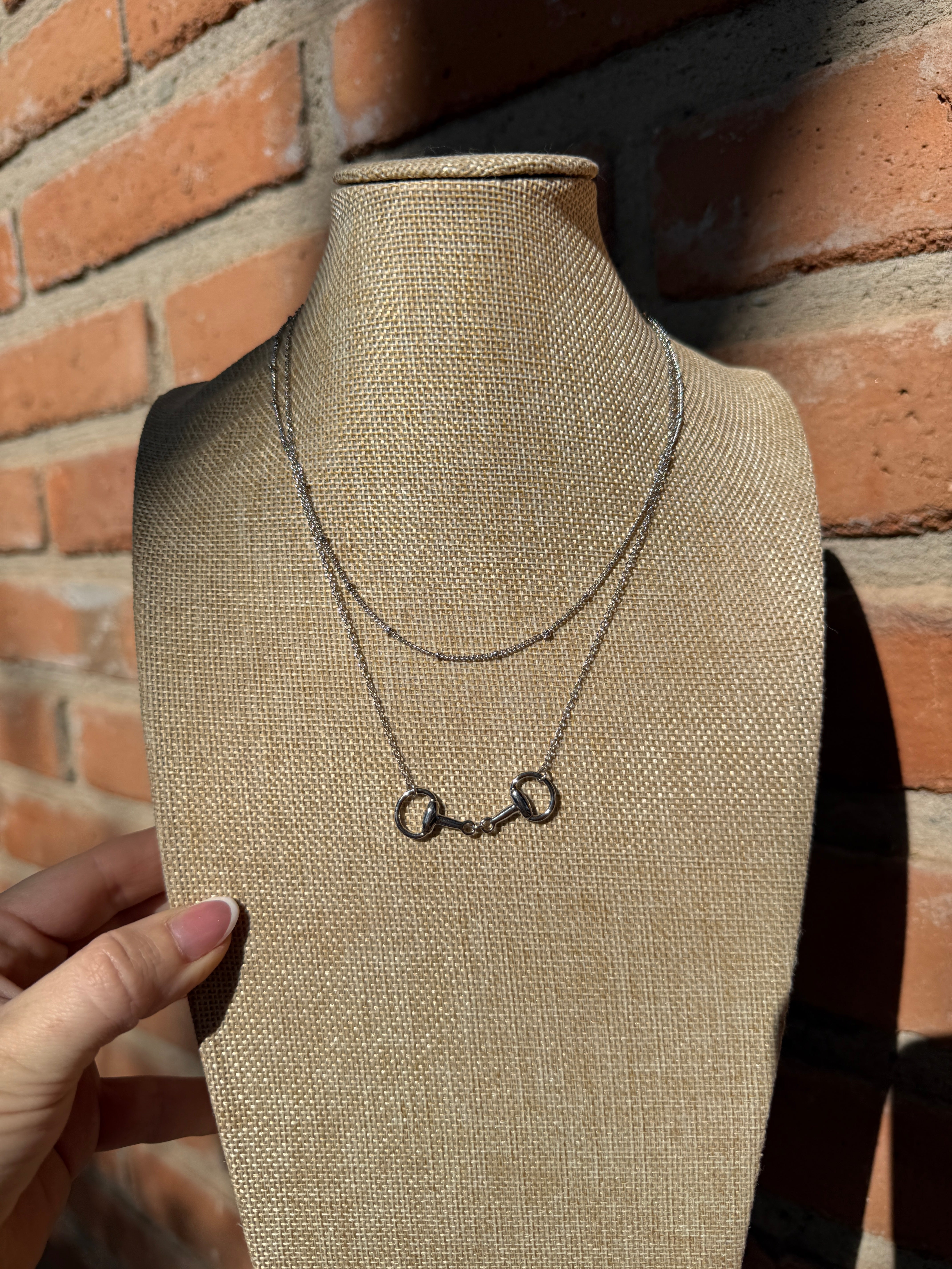 “The Golden Collection” Handmade Silver Plated Chain Layered HORSE BIT Necklace
