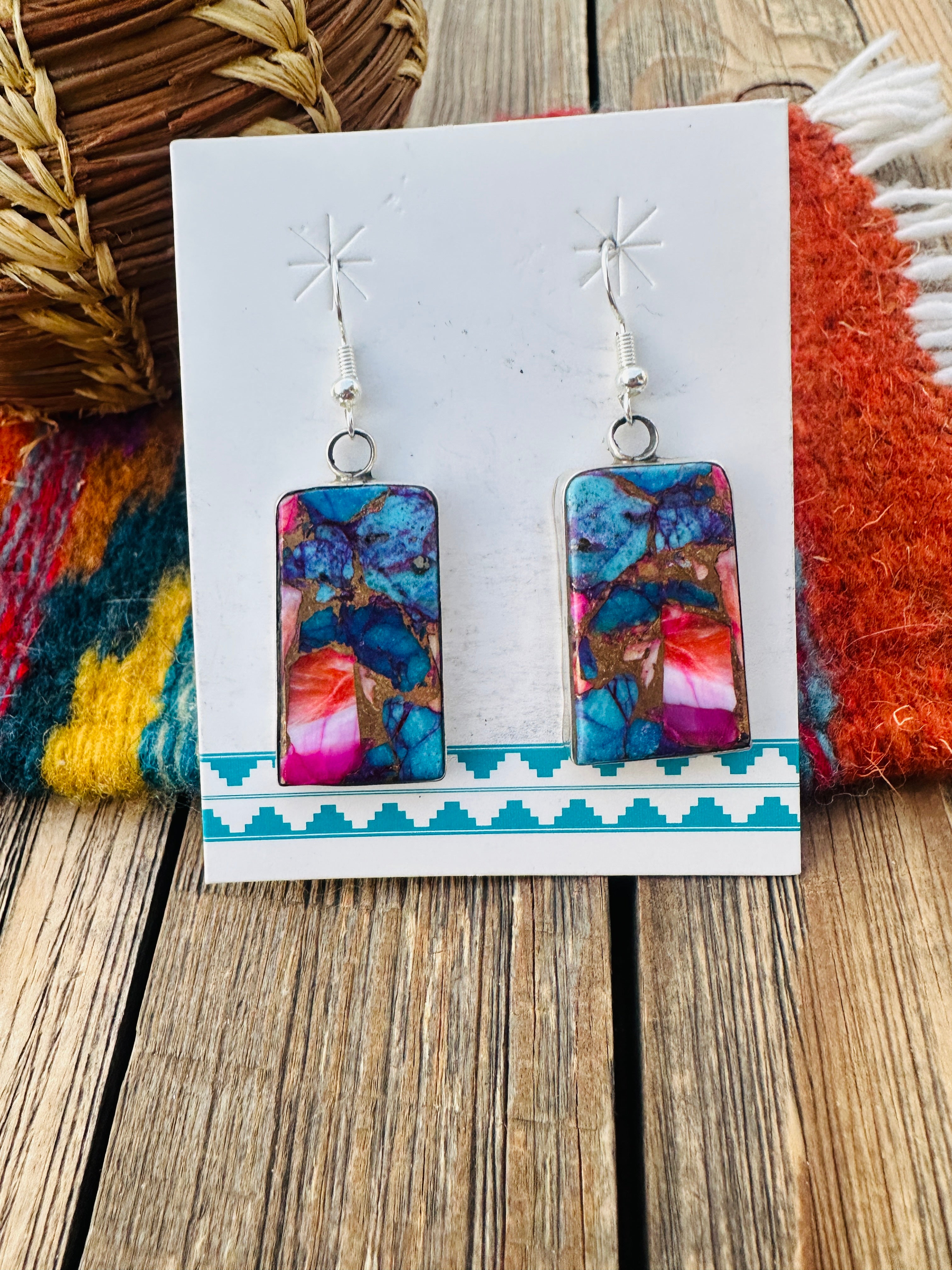 Handcrafted Pink Dream Mojave & Sterling Silver Dangle Earrings by Jacqueline Silver