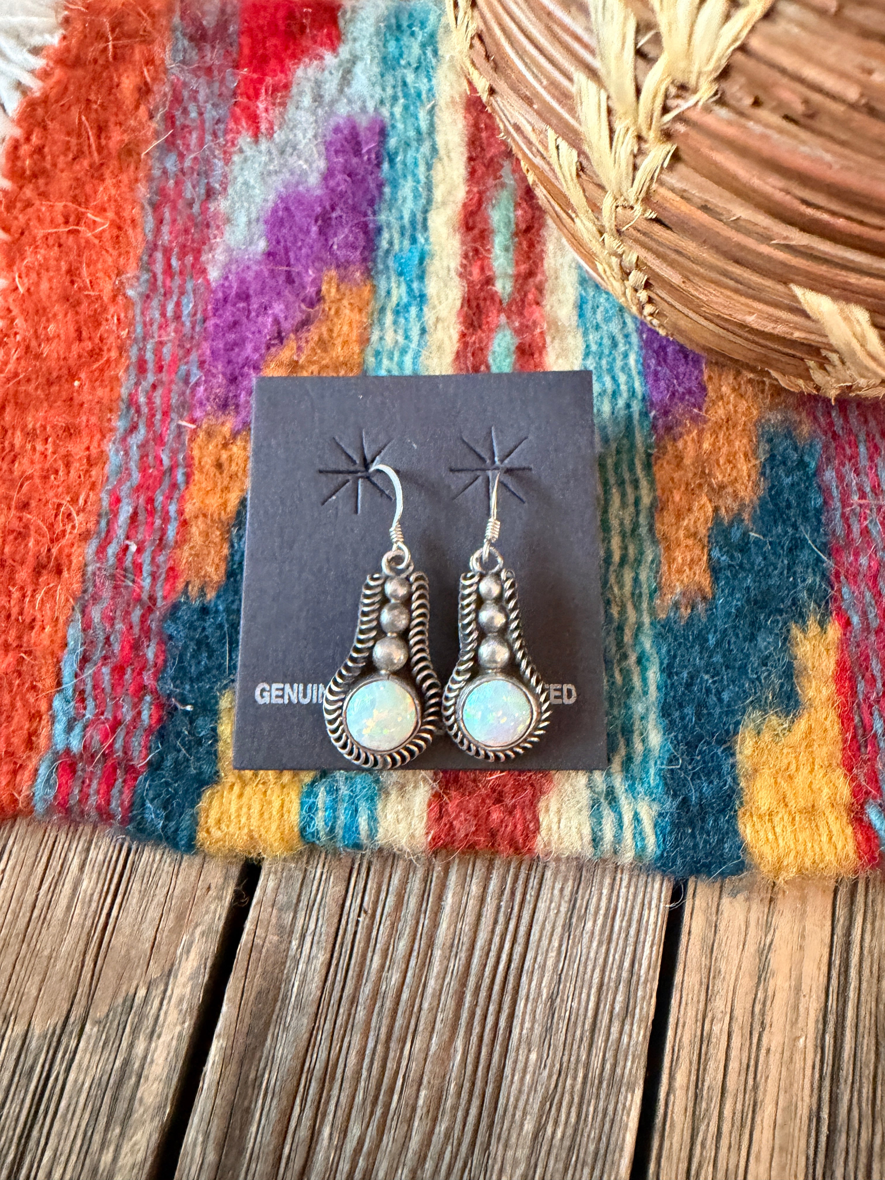 Handcrafted Opal & Sterling Silver Dangle Earrings